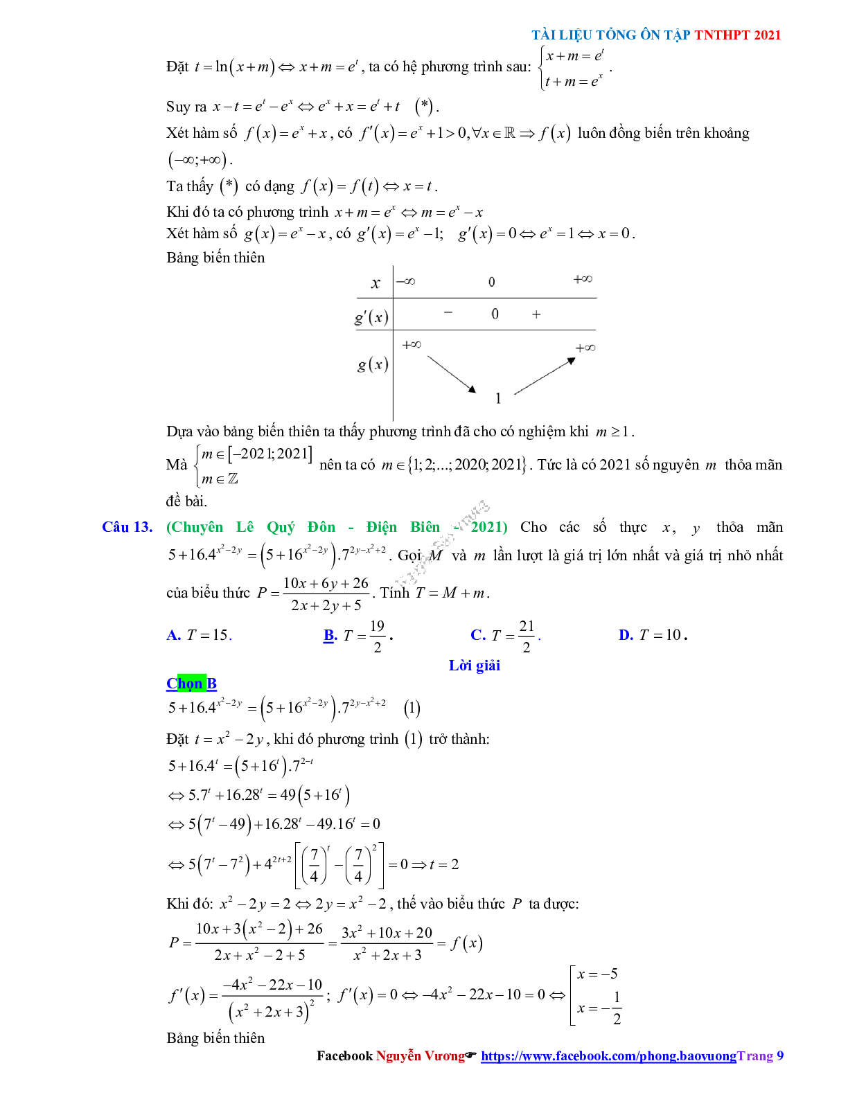 Trắc nghiệm Ôn thi THPT QG Toán 12: Đáp án mũ - lũy thừa - logarit mức độ vận dụng cao (trang 9)