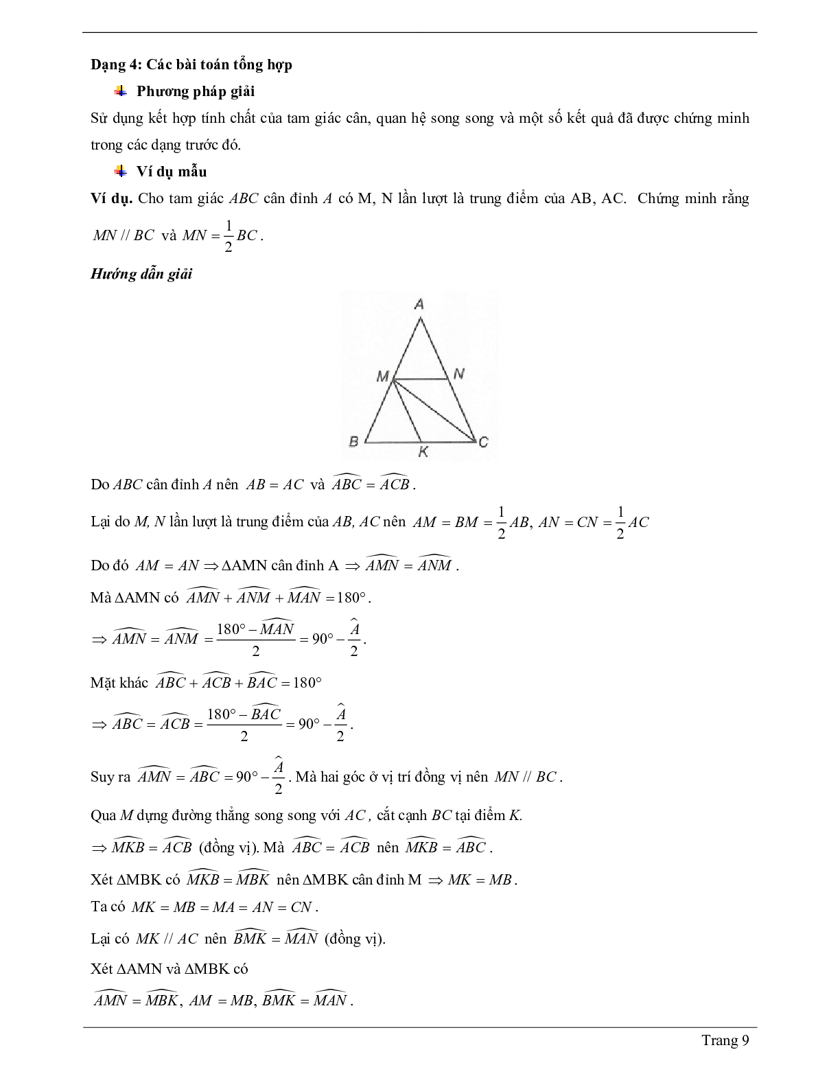 Lý thuyết Toán 7 có đáp án: Tam giác cân (trang 9)
