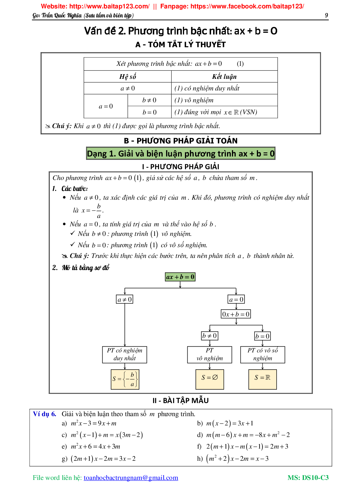 Các dạng toán phương trình và hệ phương trình môn Toán lớp 10 (trang 10)
