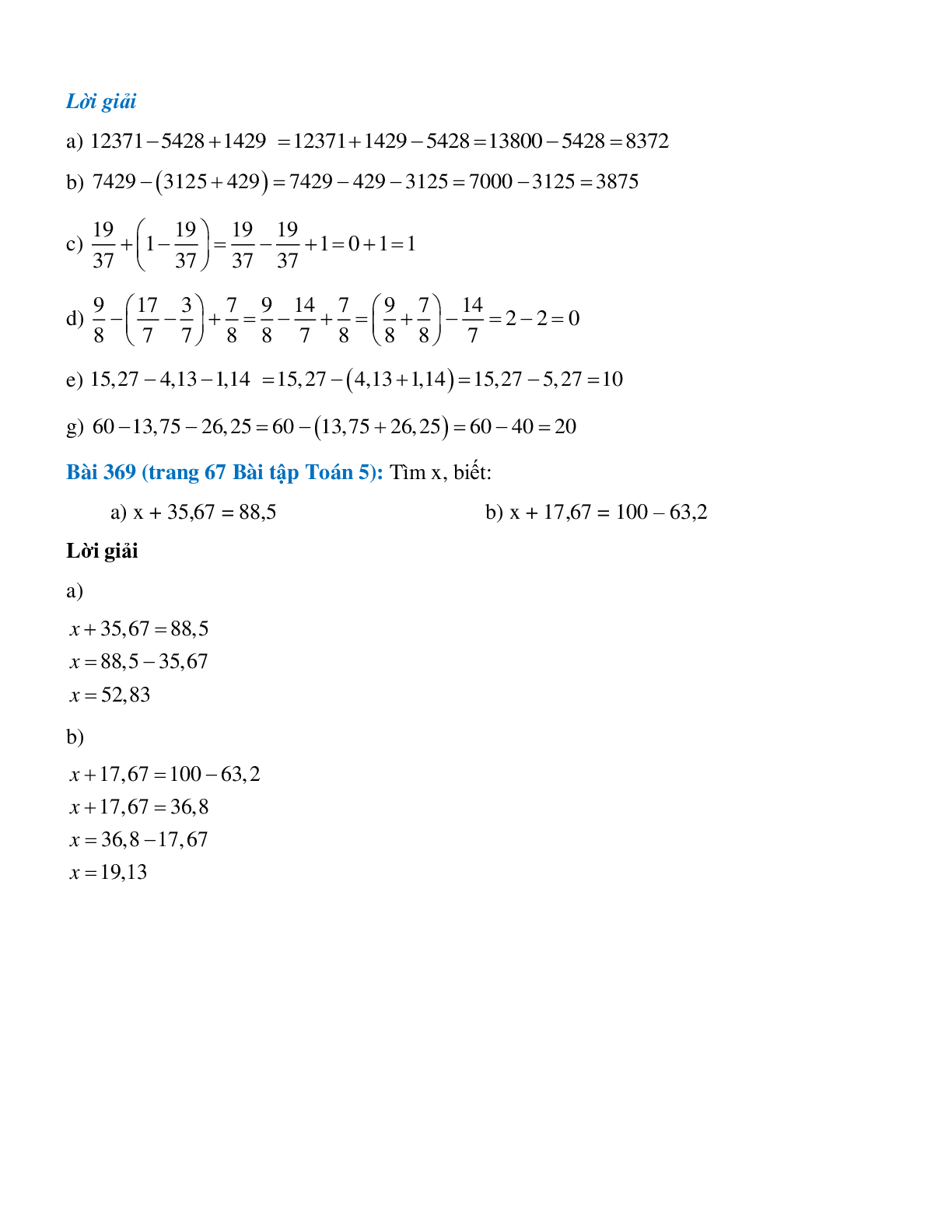 SBT Toán lớp 5 trang 65, 66, 67, 68, 69, 70 Ôn tập về các phép tính với số tự nhiên, phân số, số thập phân (trang 4)