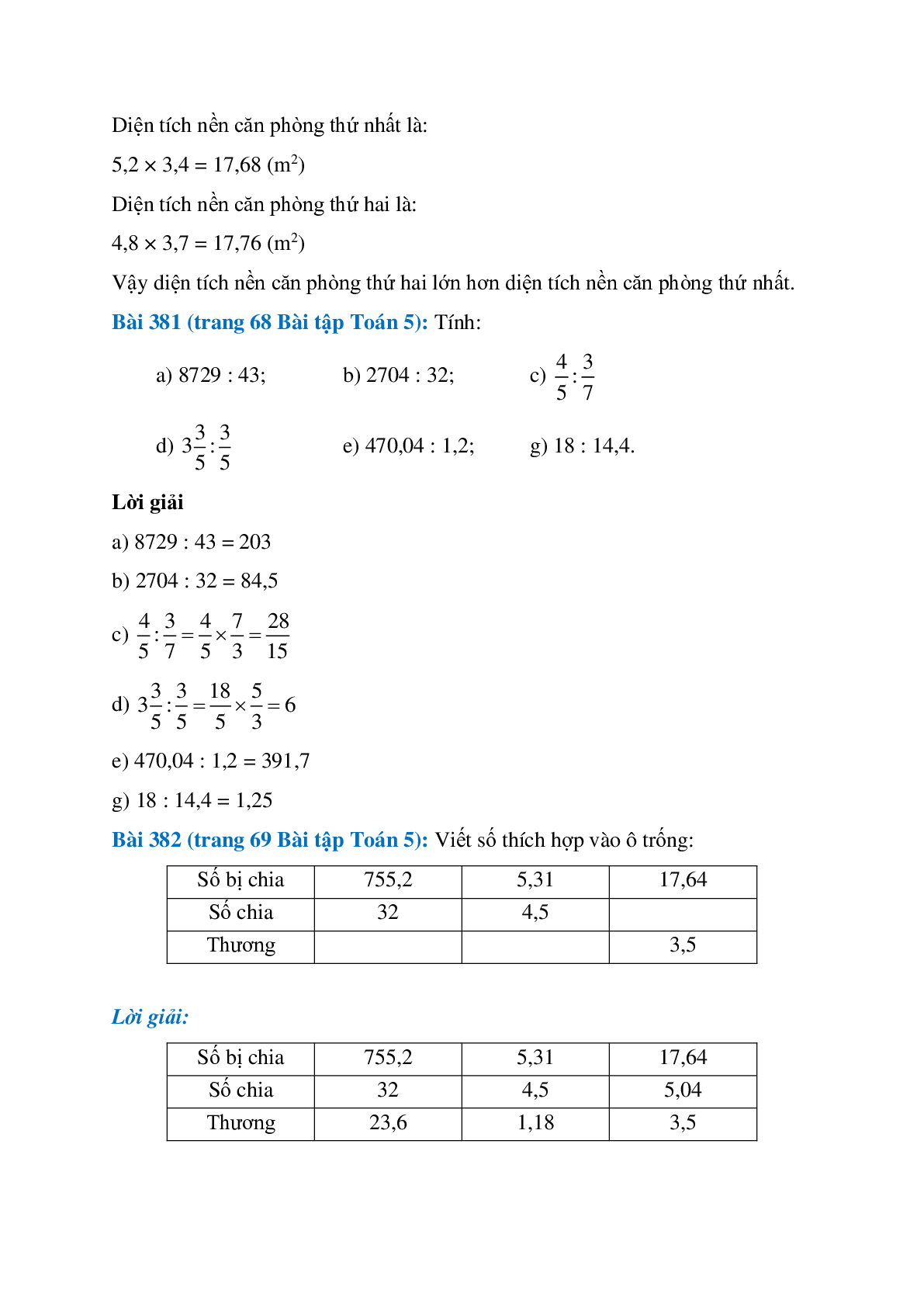 SBT Toán lớp 5 trang 65, 66, 67, 68, 69, 70 Ôn tập về các phép tính với số tự nhiên, phân số, số thập phân (trang 9)