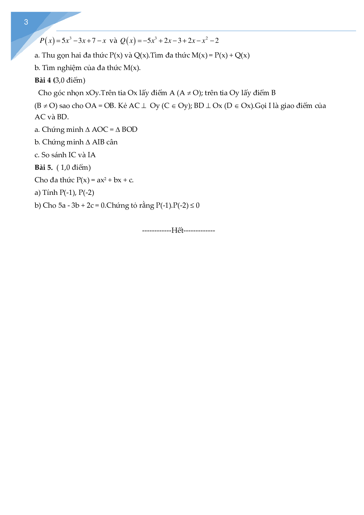 Tuyển tập đề thi học kì 2 môn Toán 7 (trang 4)