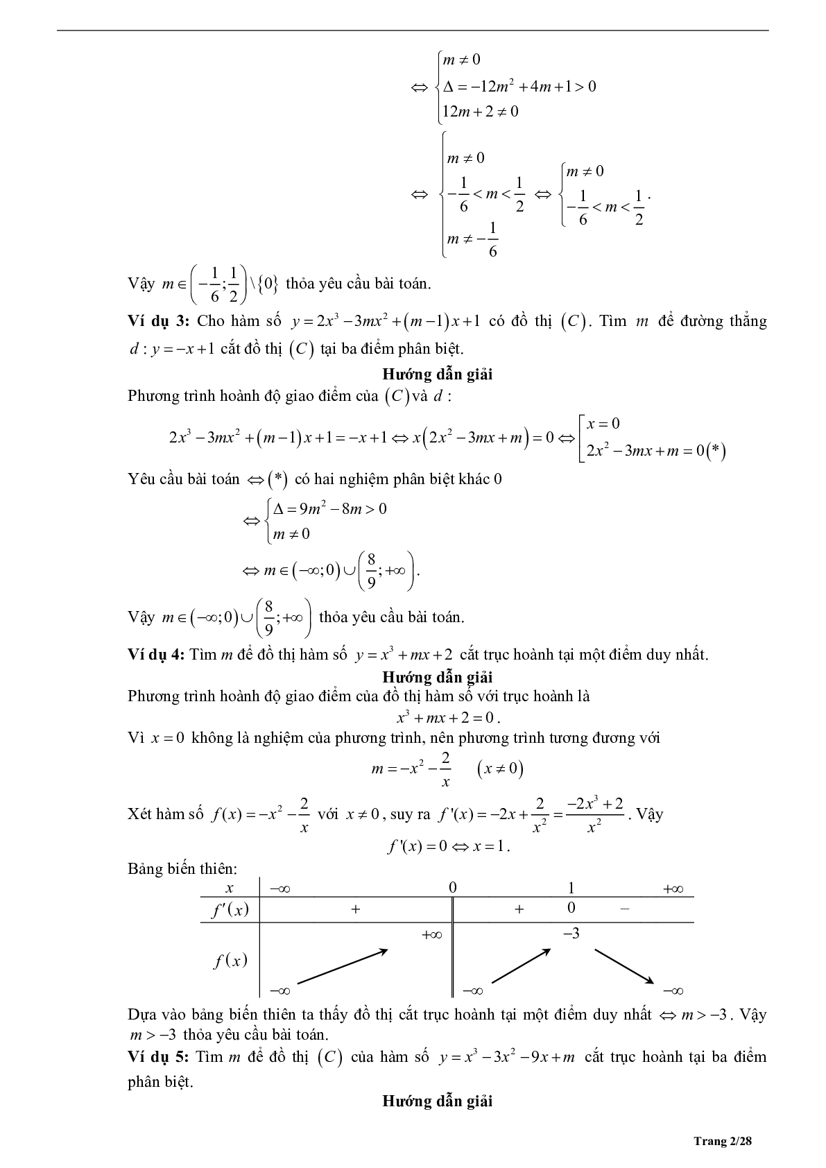 Tóm tắt lý thuyết và bài tập trắc nghiệm về tương giao giữa hai đồ thị hàm số (trang 2)