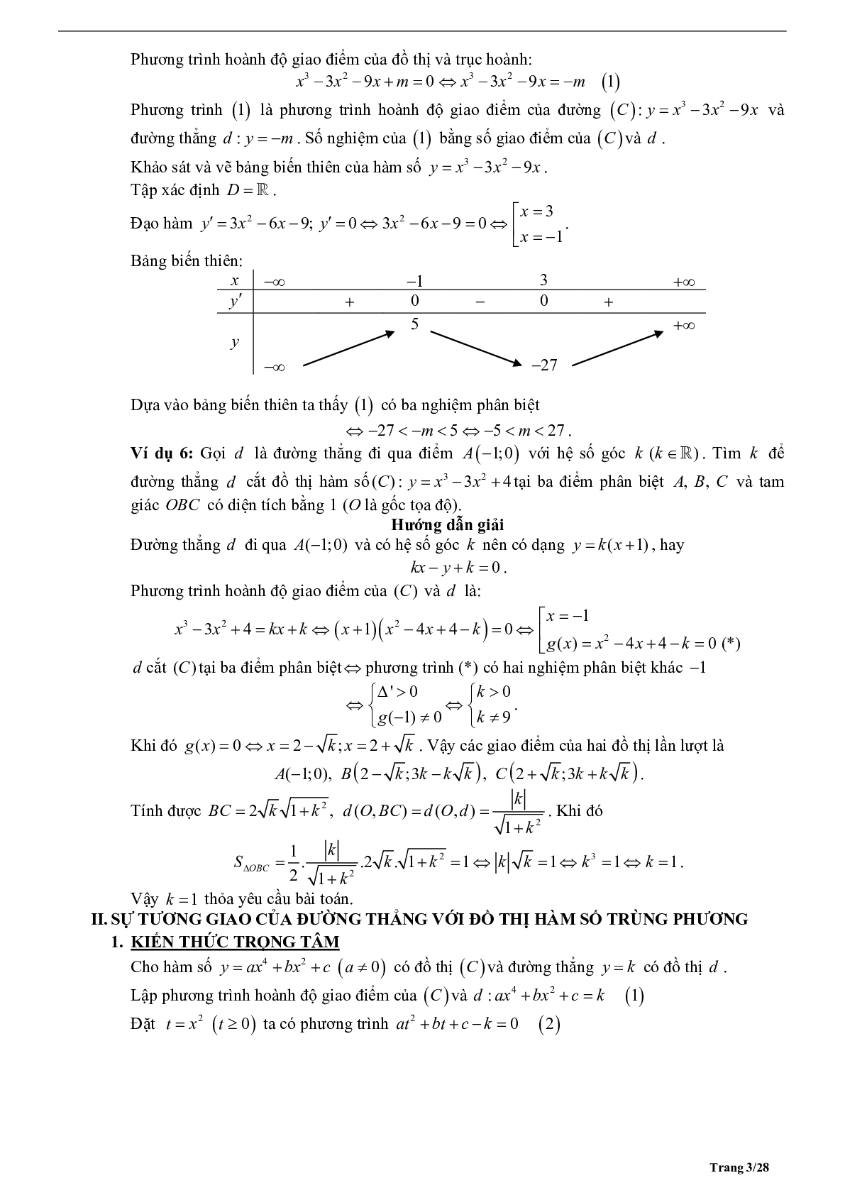 Tóm tắt lý thuyết và bài tập trắc nghiệm về tương giao giữa hai đồ thị hàm số (trang 3)
