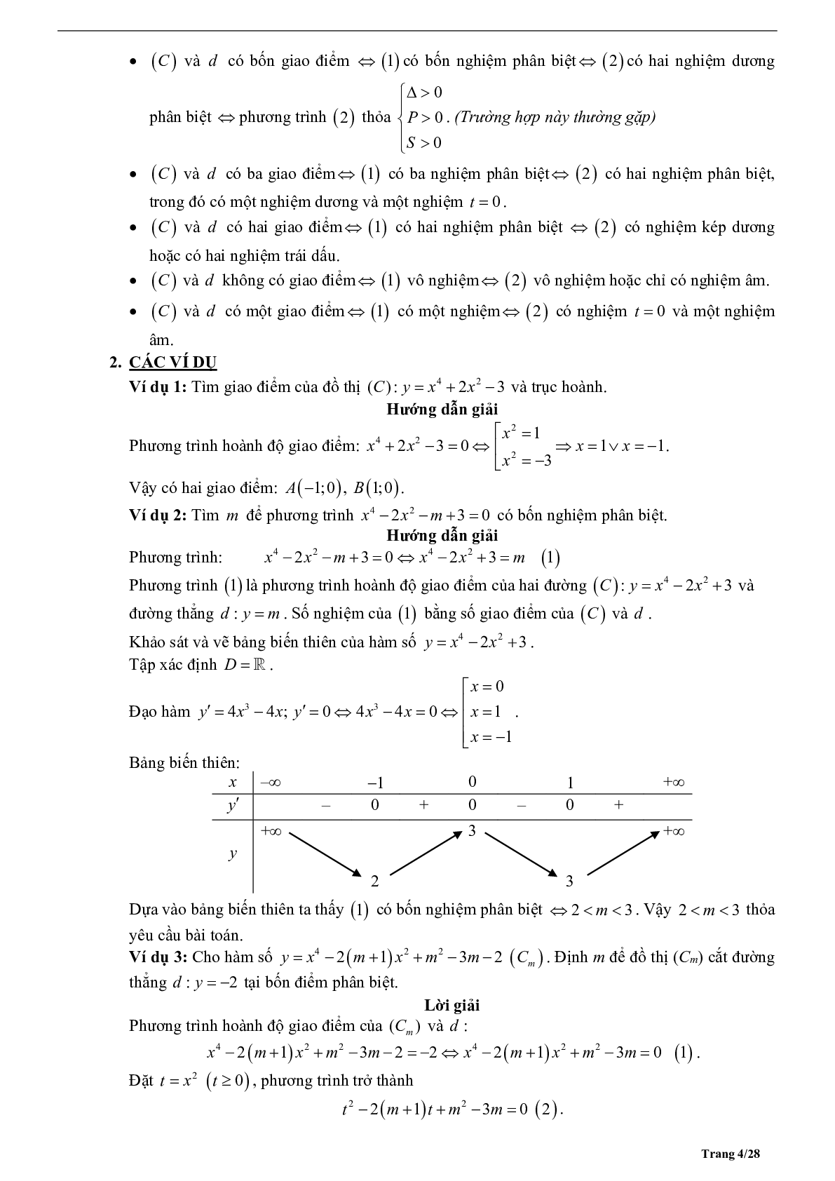 Tóm tắt lý thuyết và bài tập trắc nghiệm về tương giao giữa hai đồ thị hàm số (trang 4)