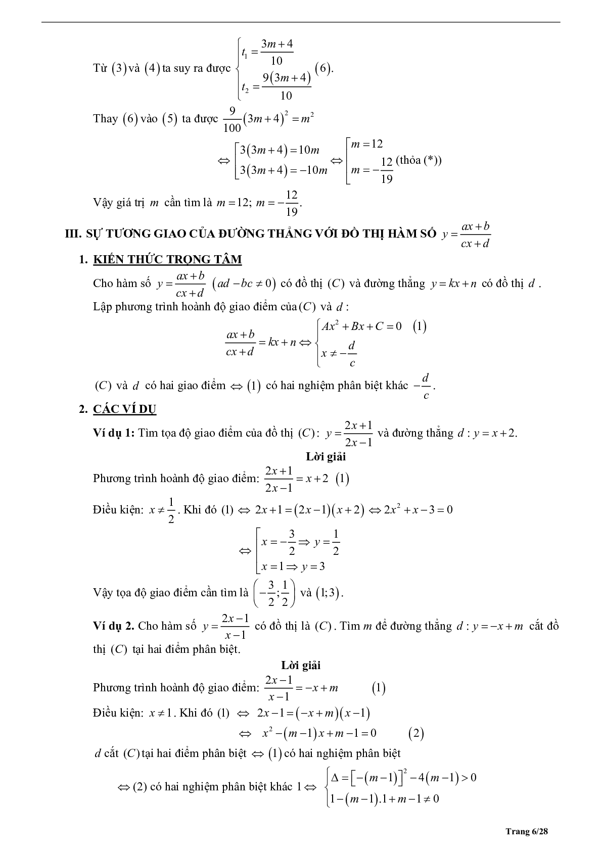 Tóm tắt lý thuyết và bài tập trắc nghiệm về tương giao giữa hai đồ thị hàm số (trang 6)