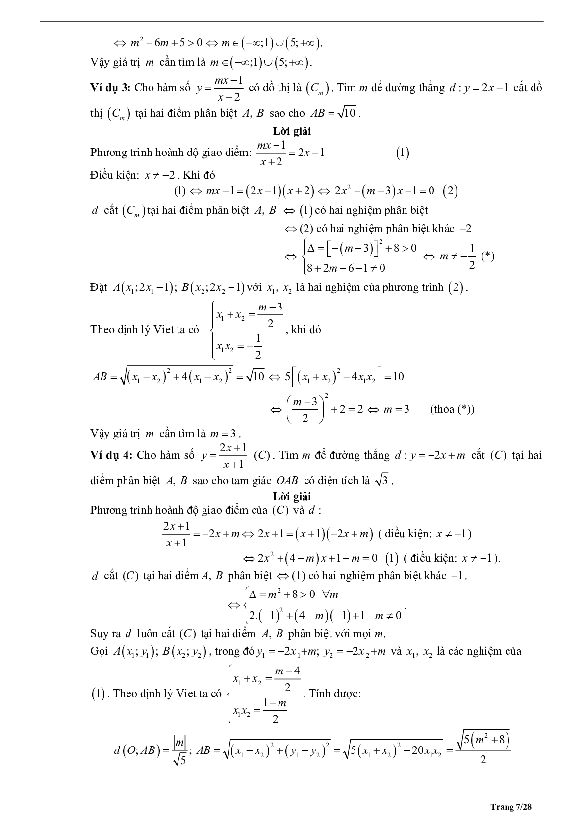 Tóm tắt lý thuyết và bài tập trắc nghiệm về tương giao giữa hai đồ thị hàm số (trang 7)