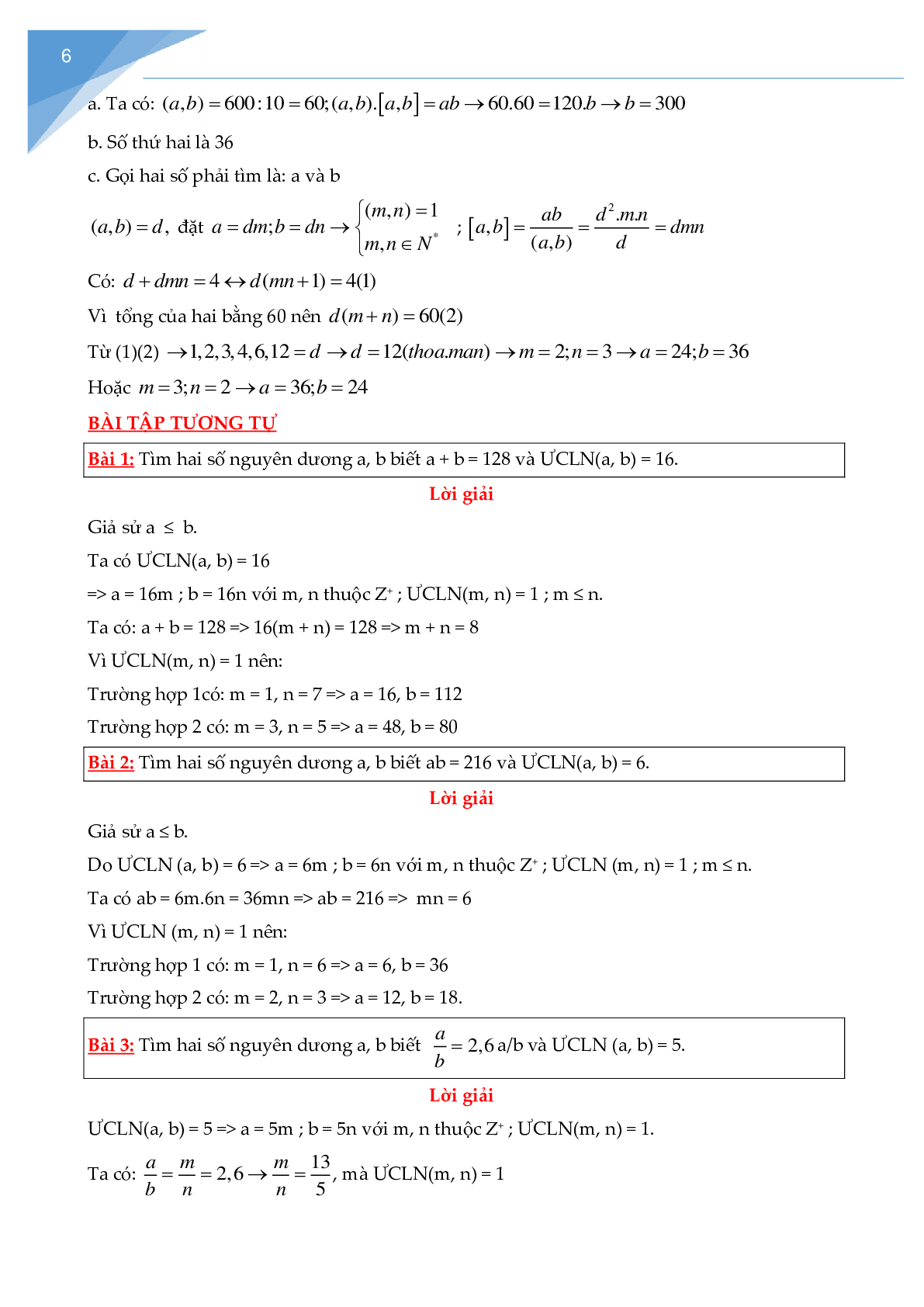 Các bài toán về ước chung lớn nhất và bội chung nhỏ nhất hay nhất (trang 6)