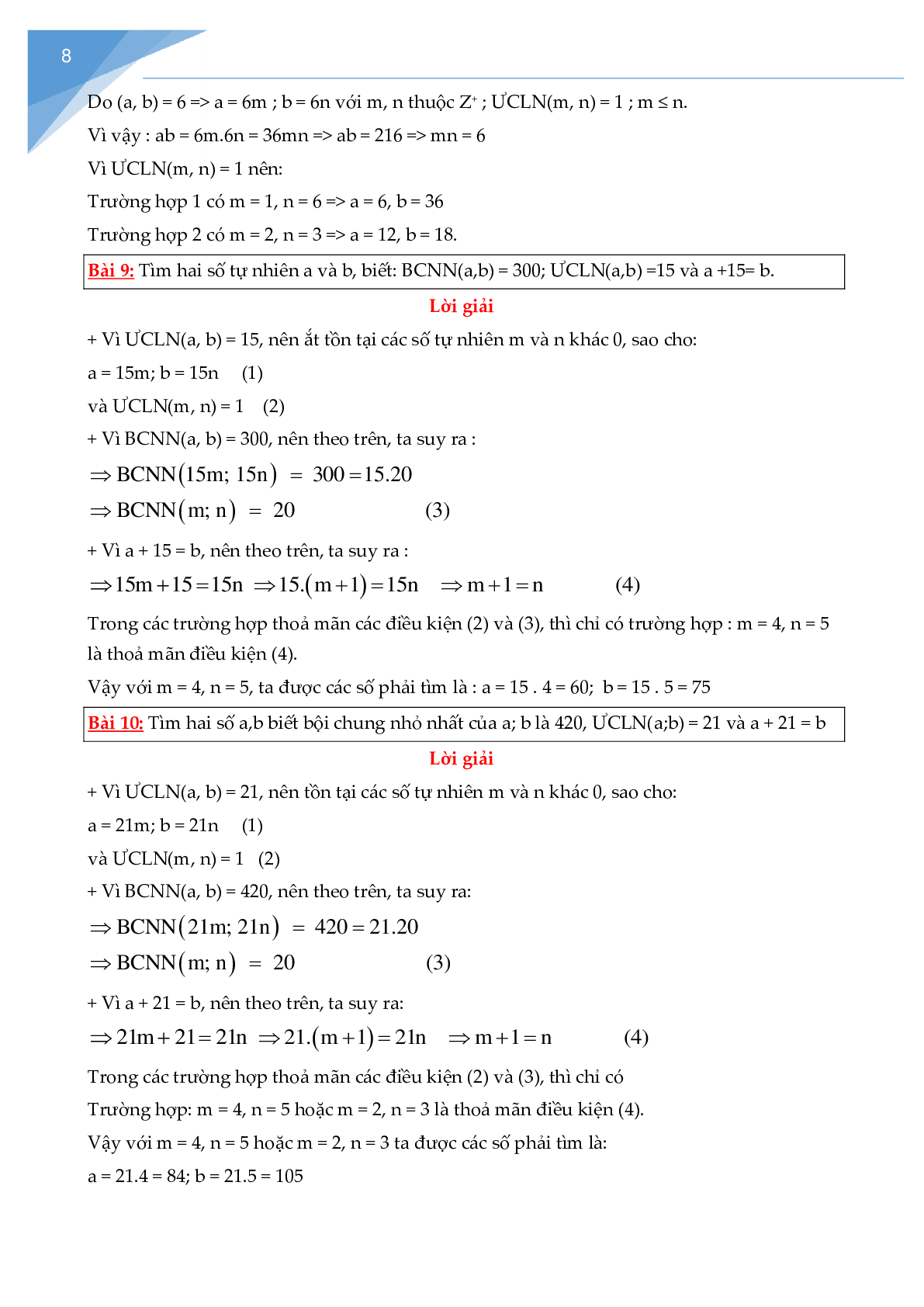 Các bài toán về ước chung lớn nhất và bội chung nhỏ nhất hay nhất (trang 8)