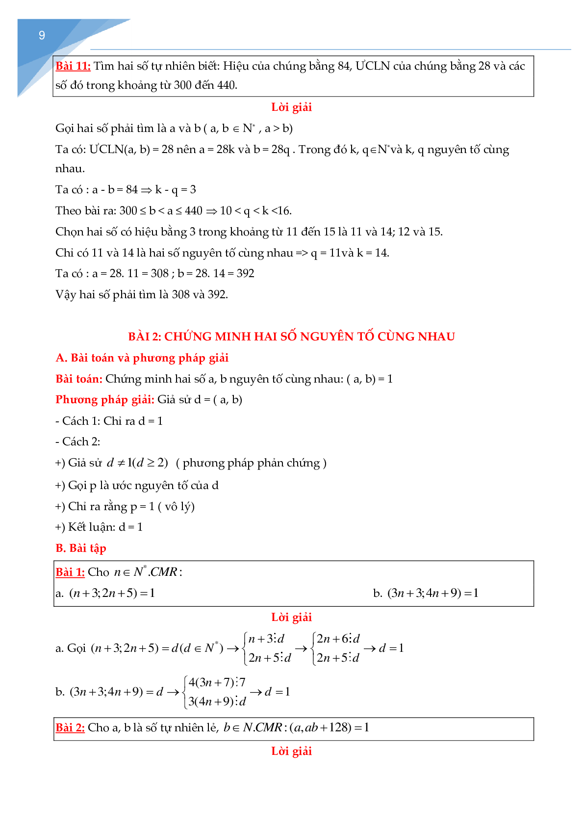 Các bài toán về ước chung lớn nhất và bội chung nhỏ nhất hay nhất (trang 9)