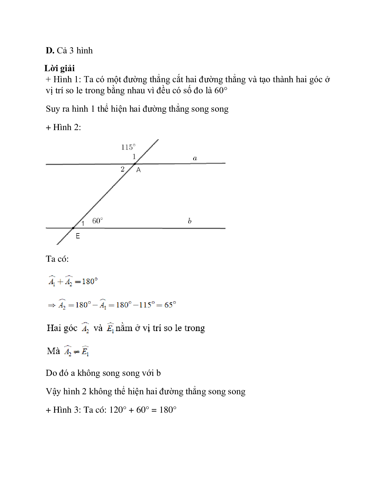 Trắc nghiệm Hai đường thẳng song song có đáp án – Toán lớp 7 (trang 3)