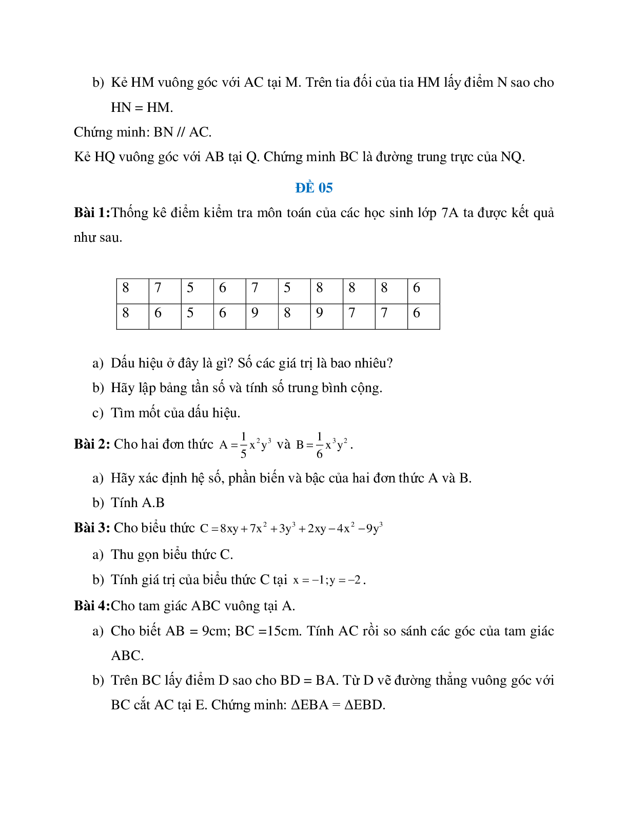 Bộ đề thi môn Toán 7 giữa học kì 2 (trang 4)