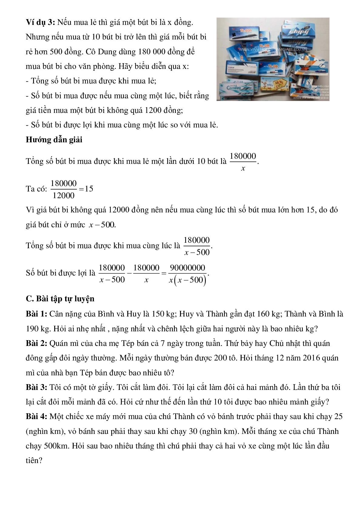 Tổng hợp các bài toán thực tế - Ôn thi vào lớp 10 (trang 2)
