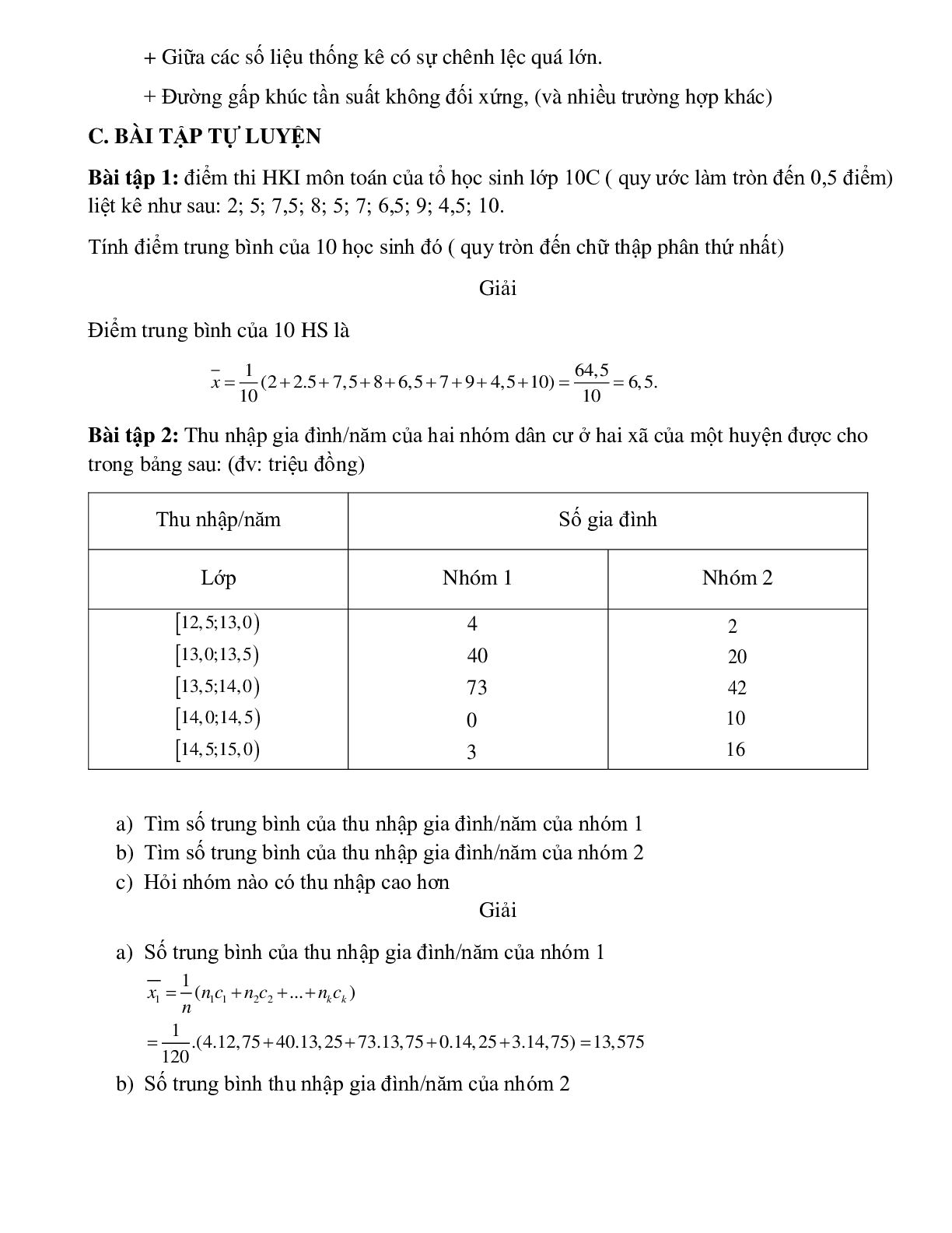 Bài tập tự luyện số trung bình cộng, số trung vị, mốt có đáp án (trang 3)