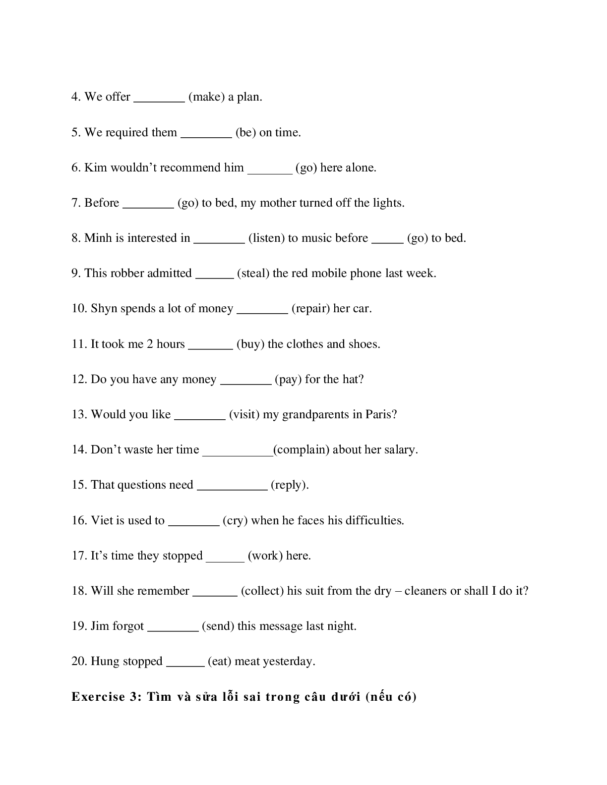 Tổng hợp bài tập về To V và V-ing Tiếng anh 10 có đáp án, chọn lọc (trang 2)