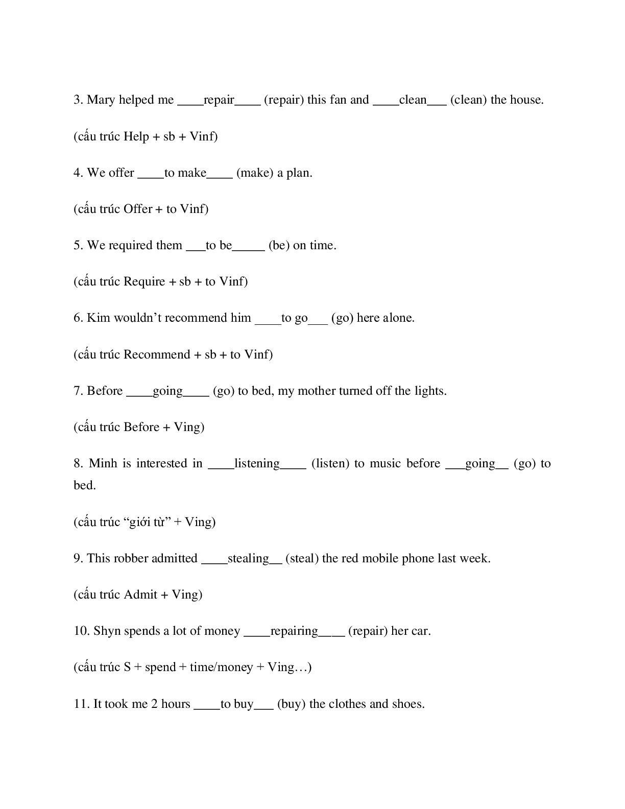 Tổng hợp bài tập về To V và V-ing Tiếng anh 10 có đáp án, chọn lọc (trang 5)