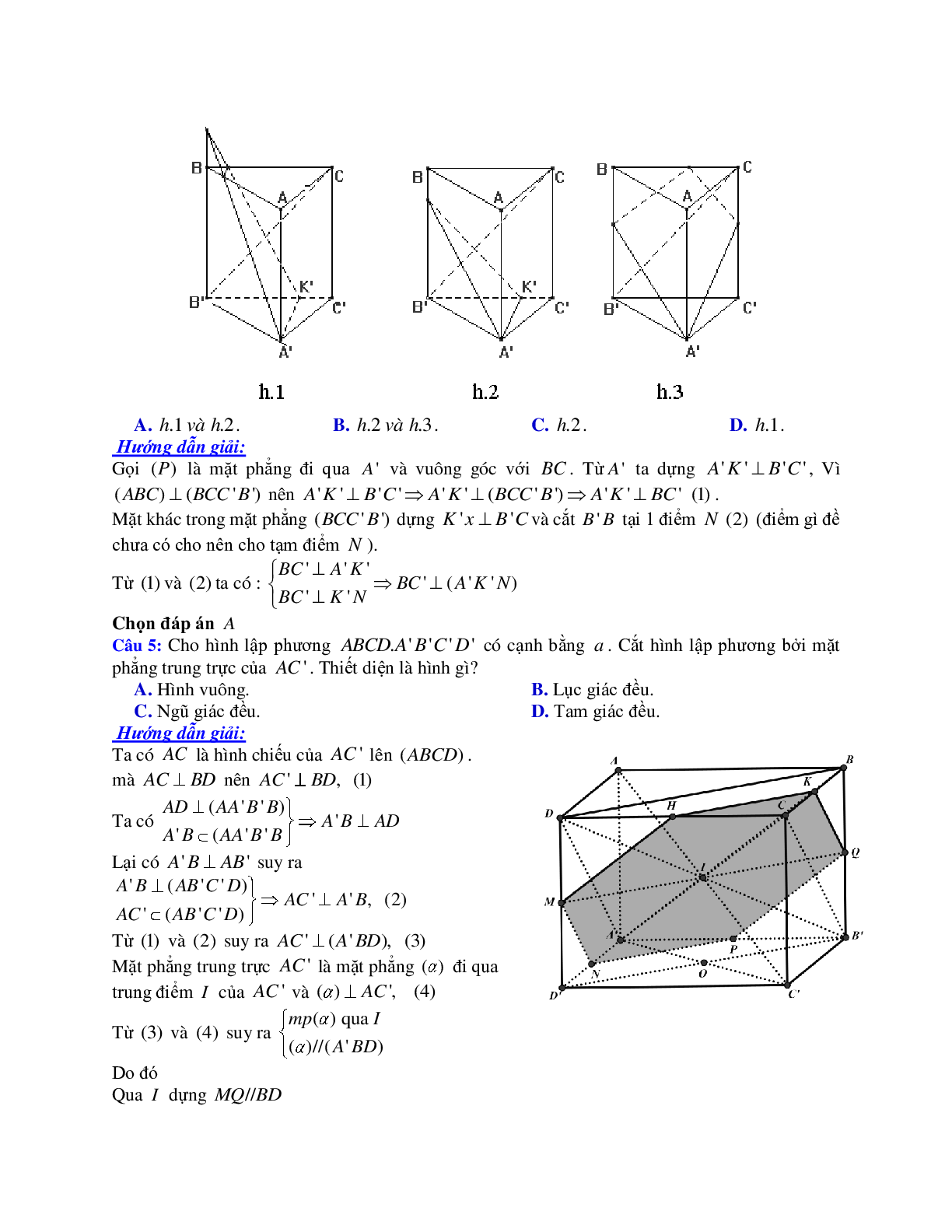 Phương pháp giải và bài tập về Cách xác định thiết diện chứa một đường thẳng và vuông góc với một mặt phẳng có đáp án (trang 3)