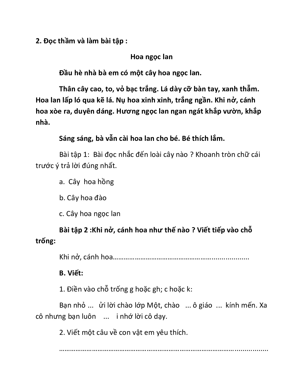 Bộ 8 đề Ôn thi Học kì 2 môn Tiếng Việt lớp 1 chọn lọc (trang 2)