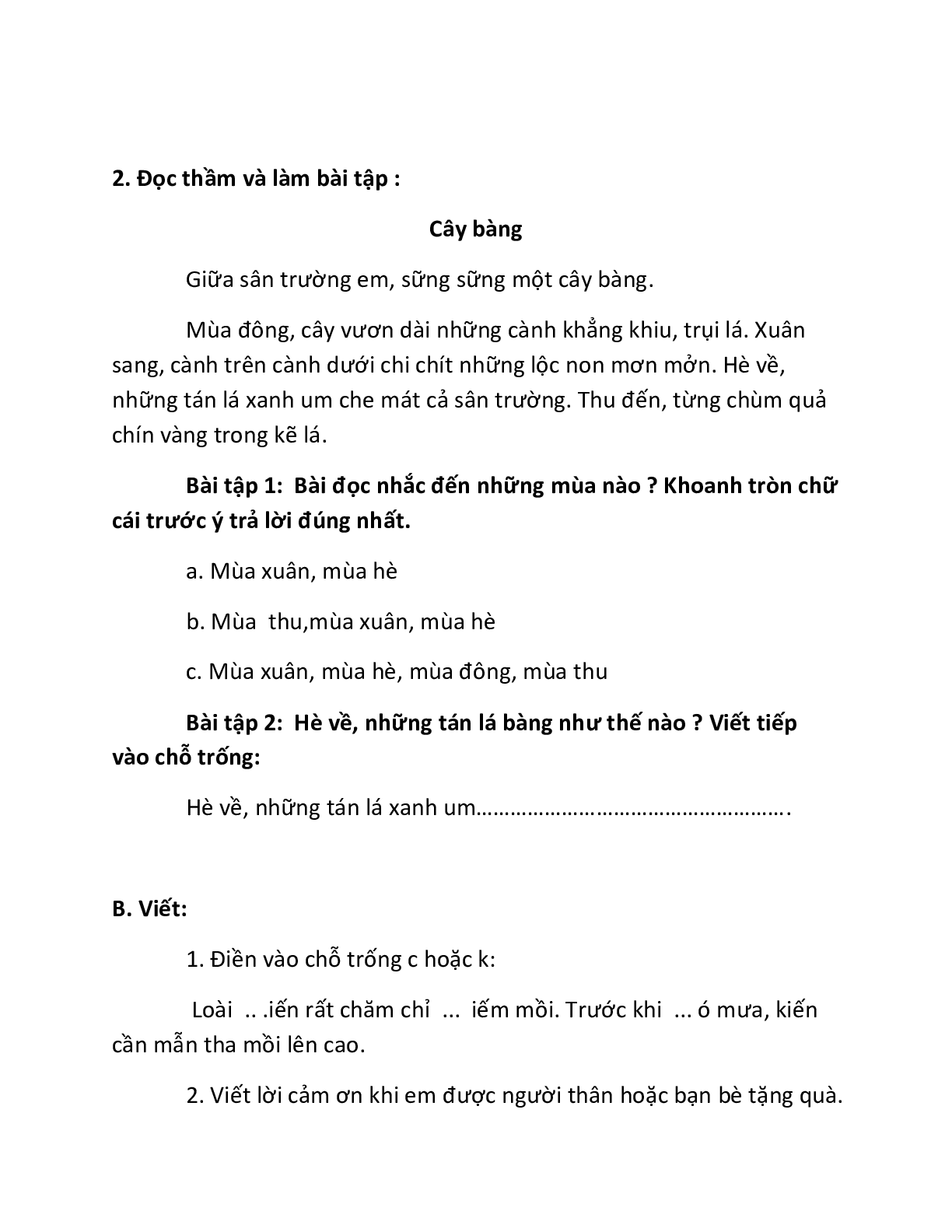 Bộ 8 đề Ôn thi Học kì 2 môn Tiếng Việt lớp 1 chọn lọc (trang 5)