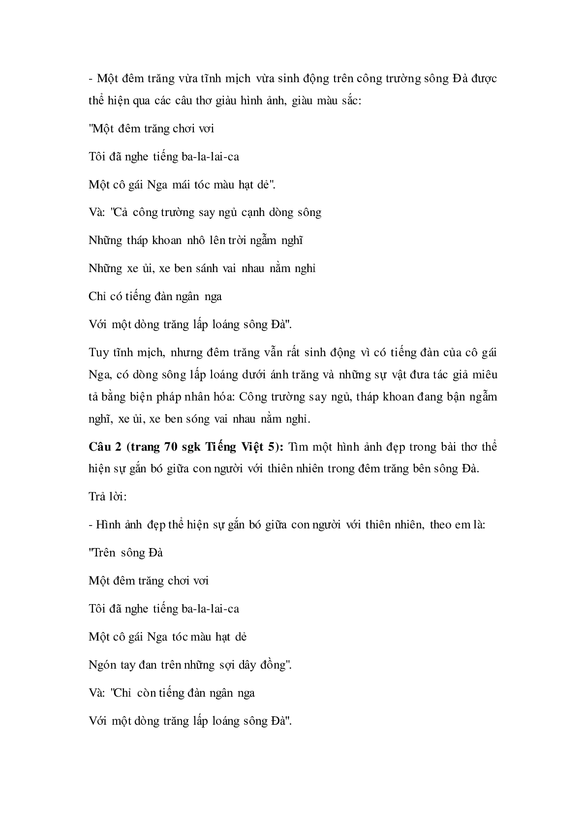 Soạn Tiếng Việt lớp 5: Tập đọc:Tiếng đàn ba-la-lai-ca trên sông Đà mới nhất (trang 2)