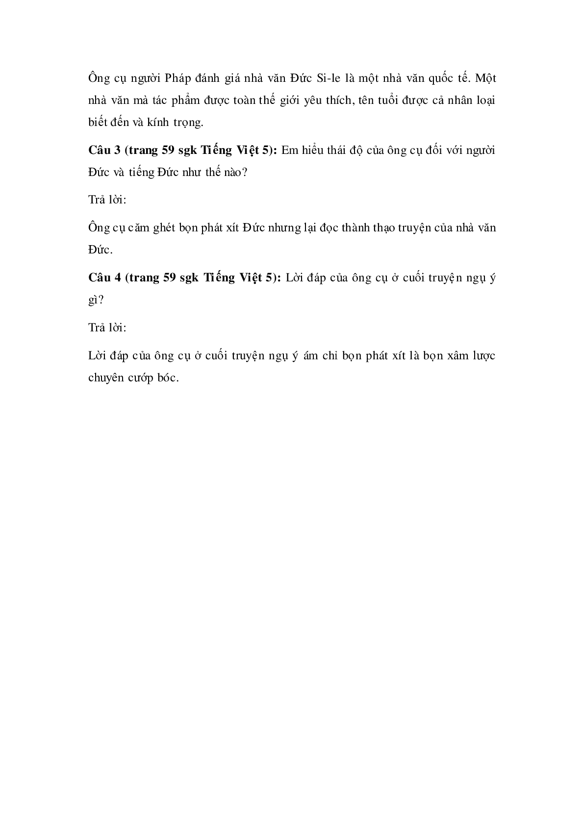 Soạn Tiếng Việt lớp 5: Tập đọc: Tác phẩm của Si-le và tên phát xít mới nhất (trang 3)