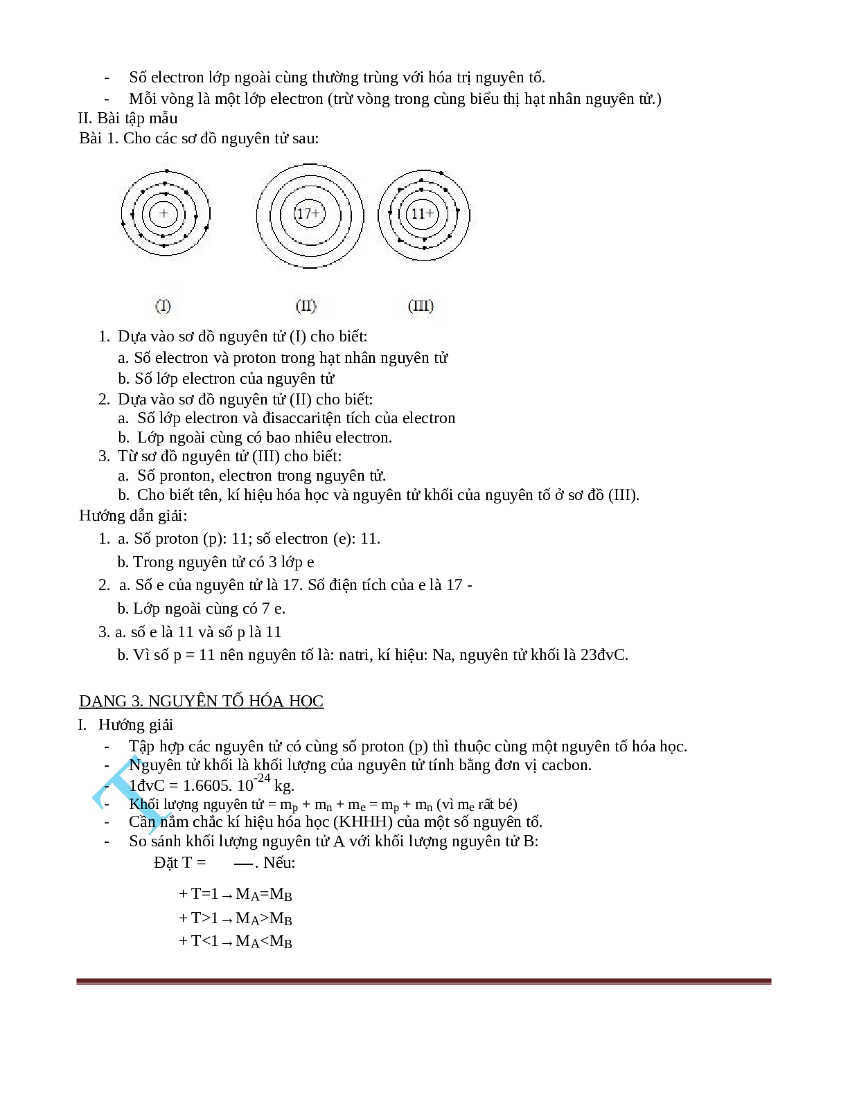 Bài tập về chất và nguyên tử có đáp án, chọn lọc (trang 2)