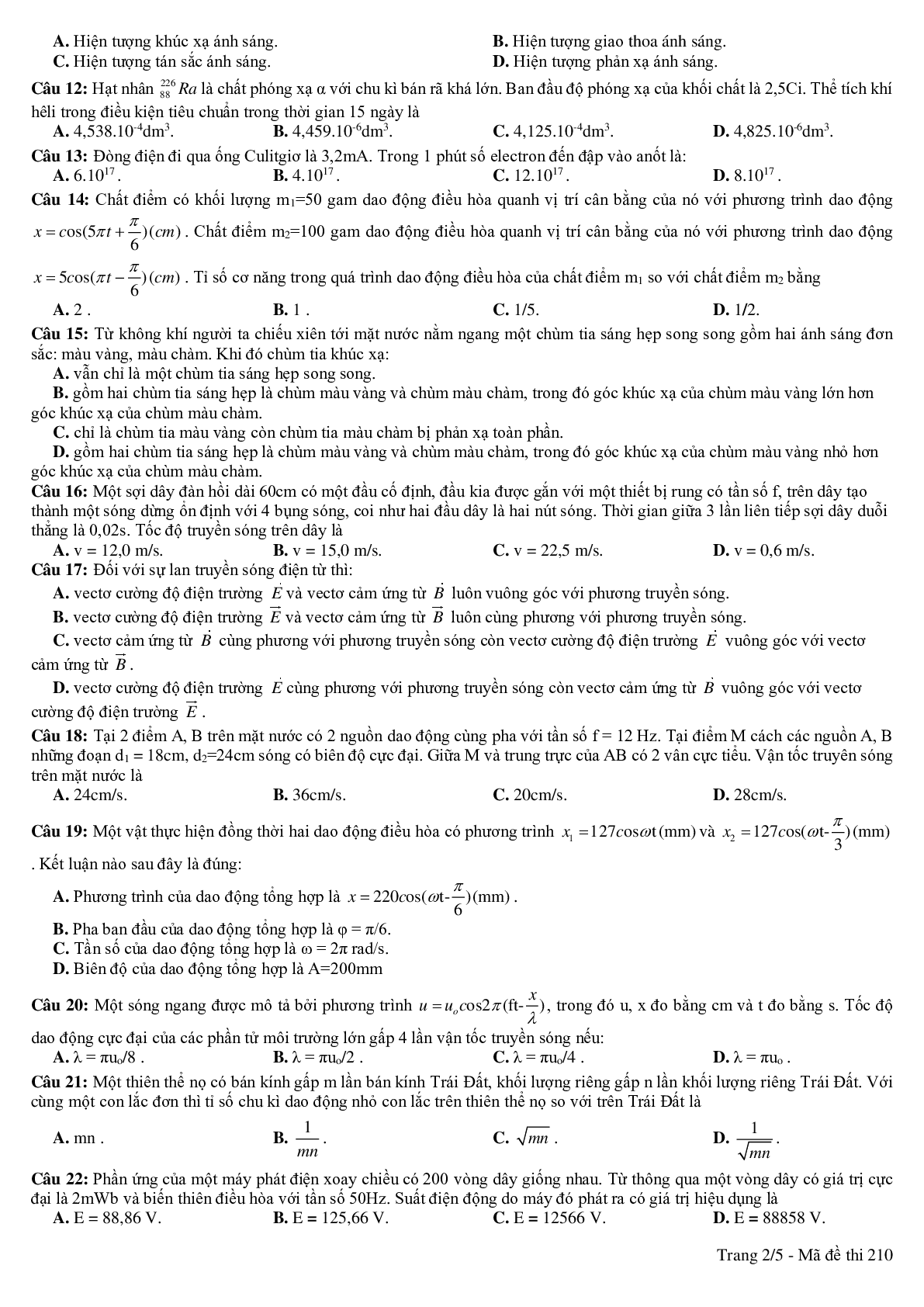 Bộ 4 đề tham khảo ôn thi THPT QG môn Vật Lý lớp 12 chọn lọc (trang 2)