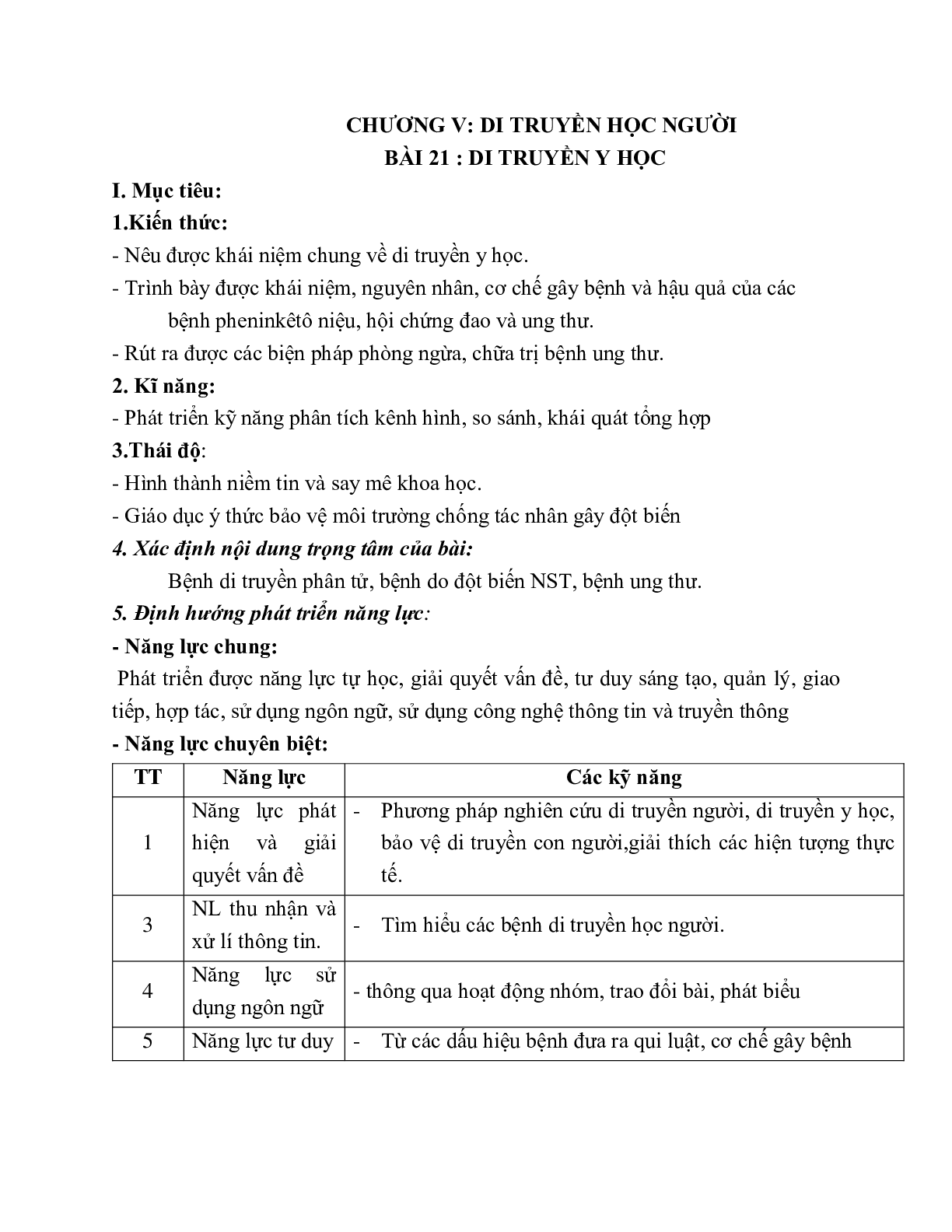 Giáo án Sinh học 12 Bài 21: Di truyền y học mới nhất (trang 1)