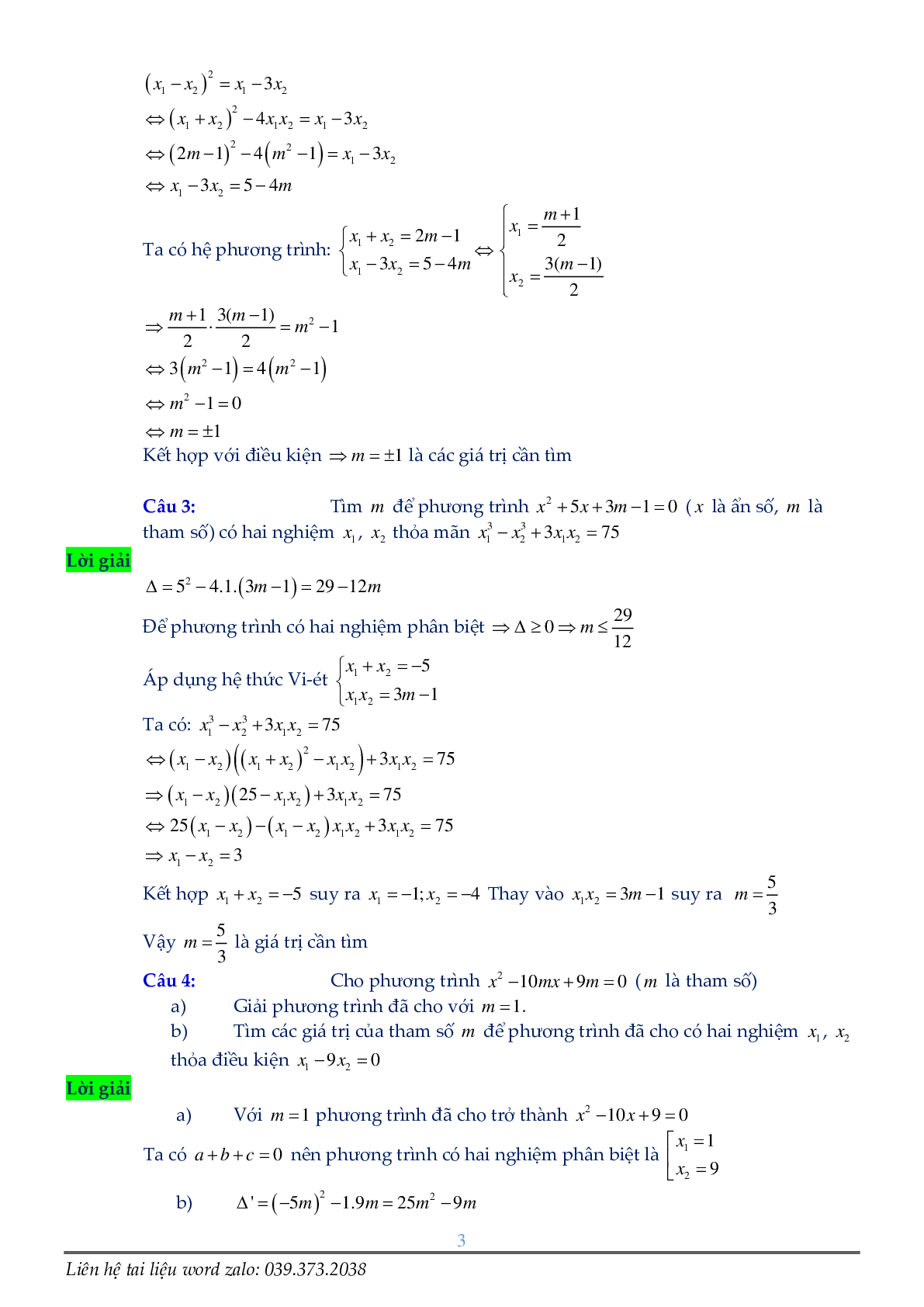 Phương trình chứa tham số (trang 3)