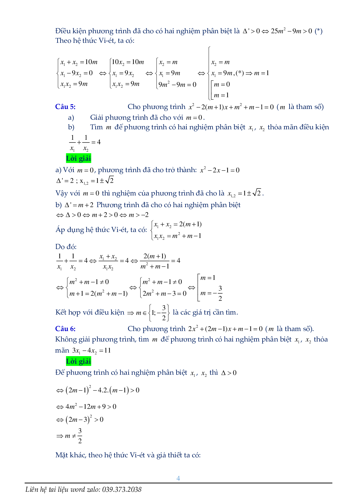 Phương trình chứa tham số (trang 4)