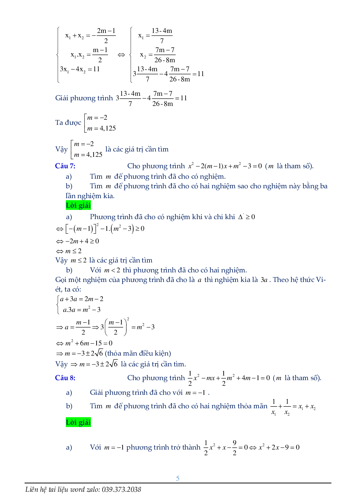 Phương trình chứa tham số (trang 5)