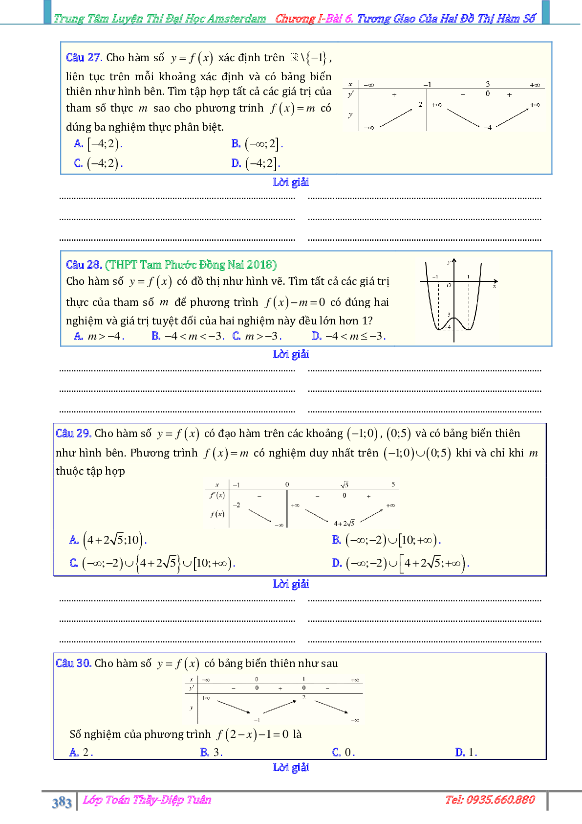 Phương pháp giải Sự tương giao giữa hai đồ thị hàm số 2023 (lý thuyết và bài tập) (trang 10)