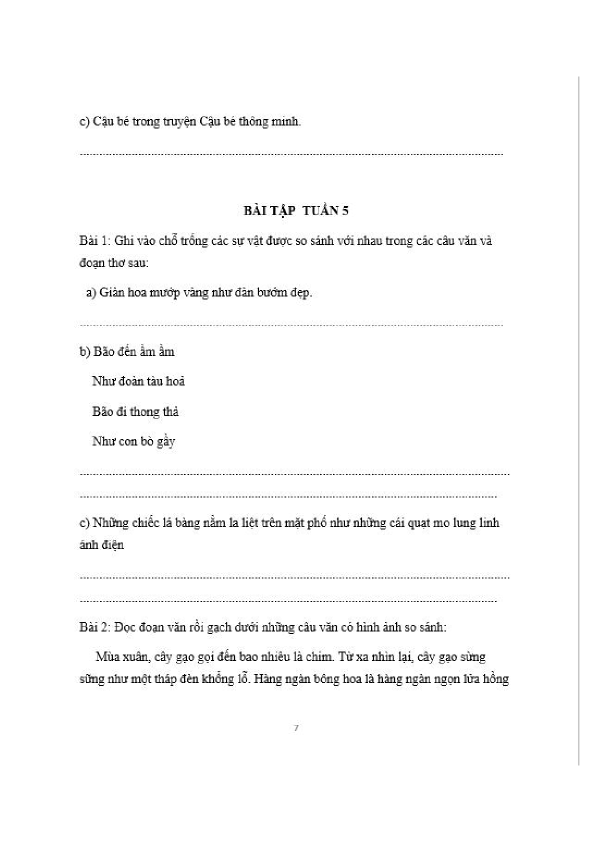 Bài tập về từ chỉ sự vật Tiếng việt lớp 3 có đáp án, chọn lọc (trang 7)