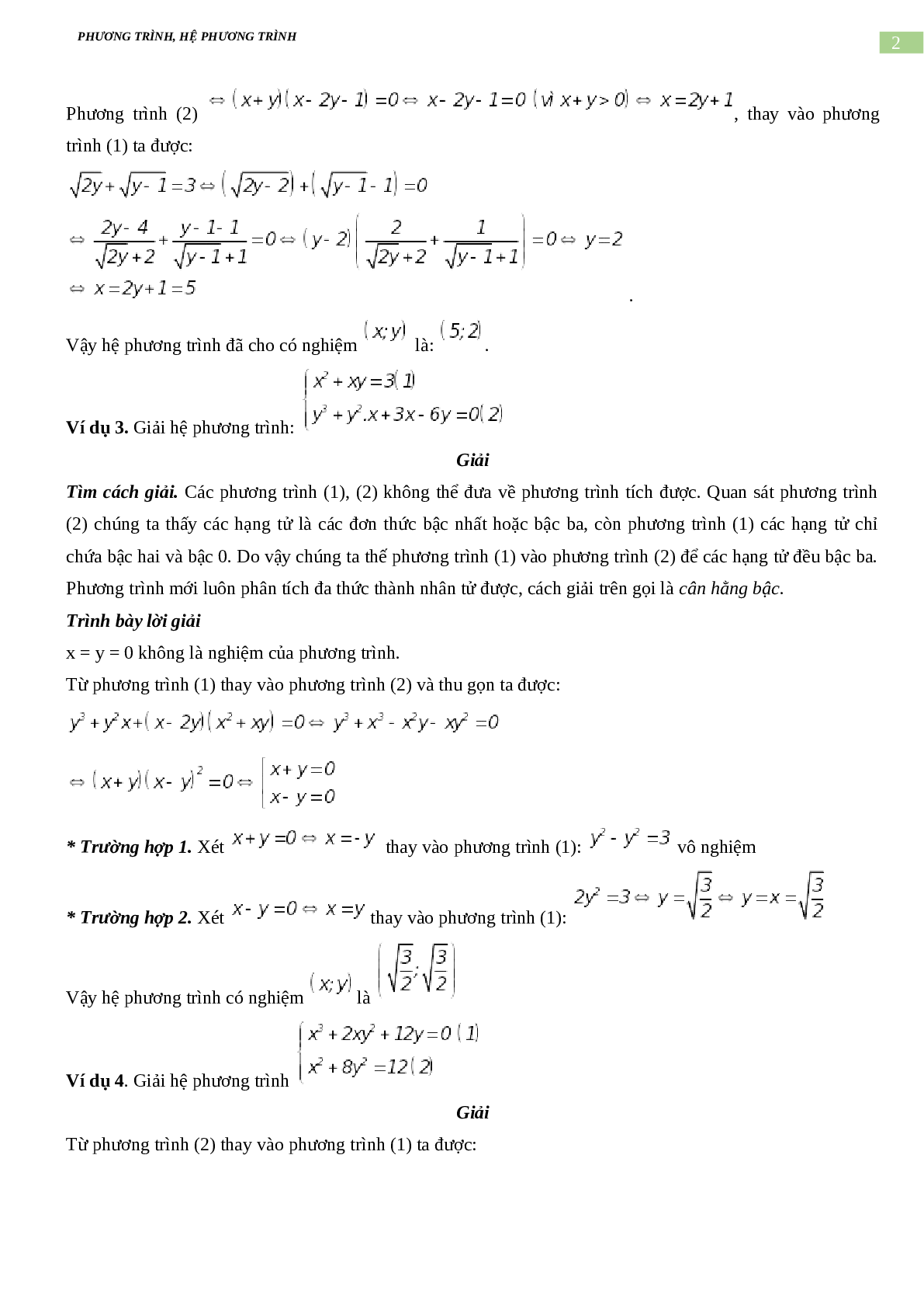 Bài tập về phương trình, hệ phương trình, bất phương trình không mẫu mực có đáp án, chọn lọc (trang 2)