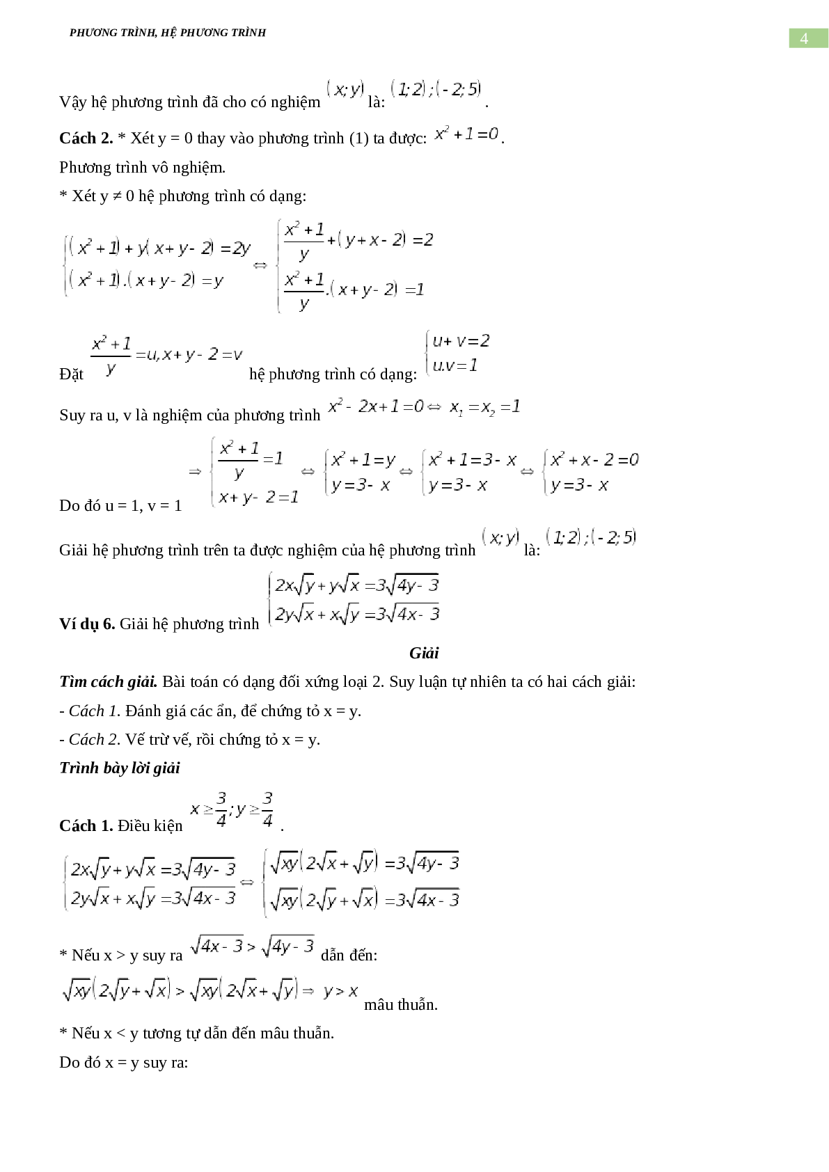 Bài tập về phương trình, hệ phương trình, bất phương trình không mẫu mực có đáp án, chọn lọc (trang 4)