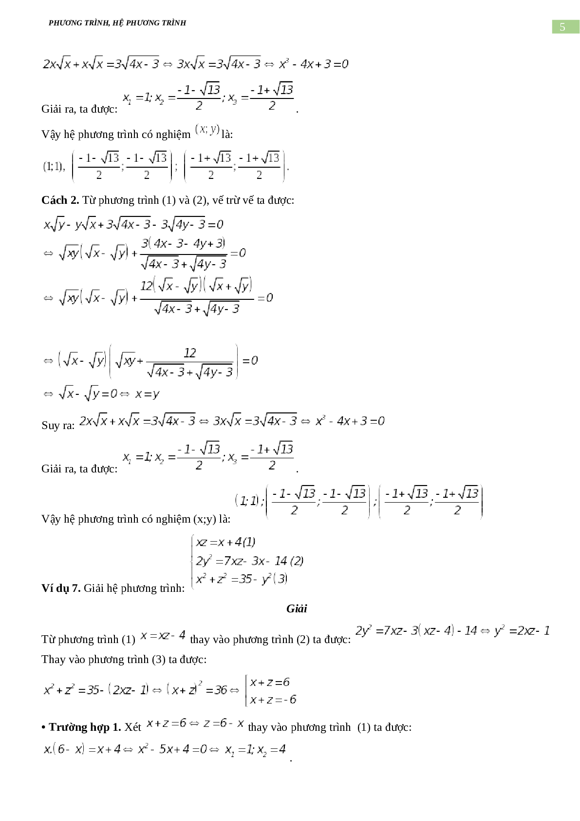 Bài tập về phương trình, hệ phương trình, bất phương trình không mẫu mực có đáp án, chọn lọc (trang 5)