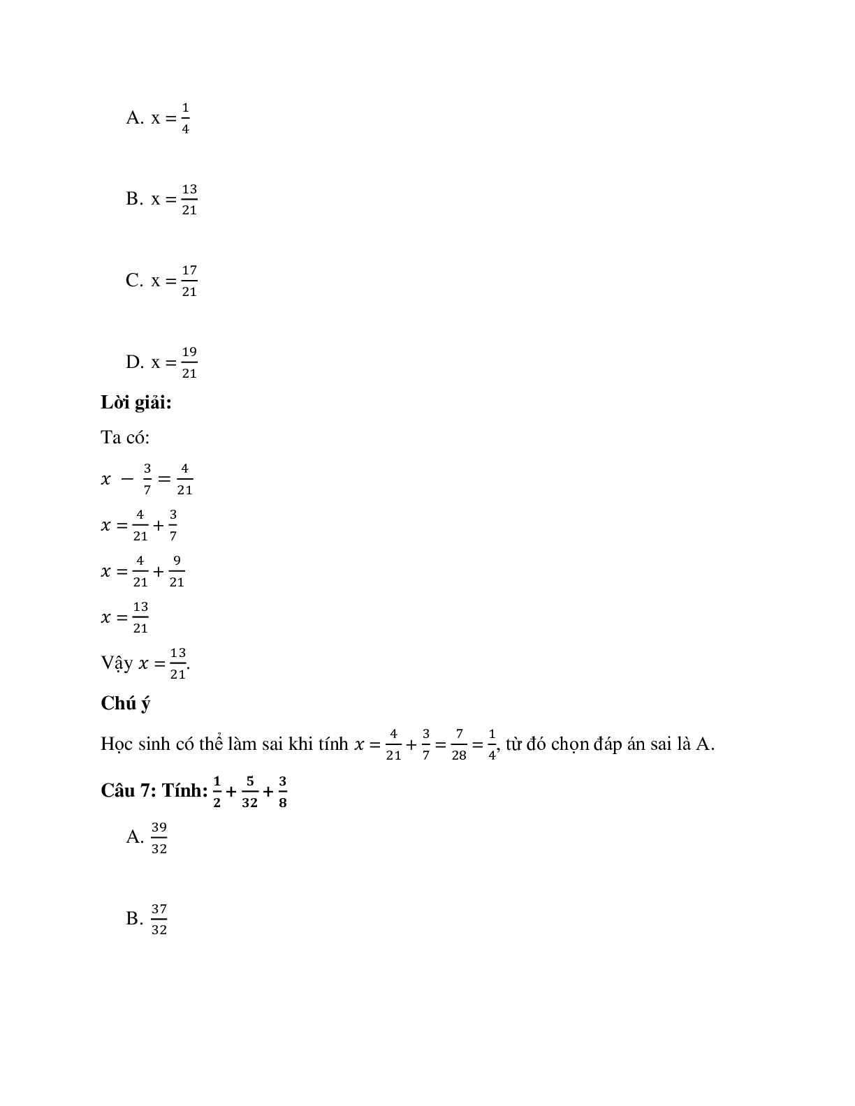 27 câu Trắc nghiệm Phép cộng phân số có đáp án 2023 – Toán lớp 4 (trang 4)