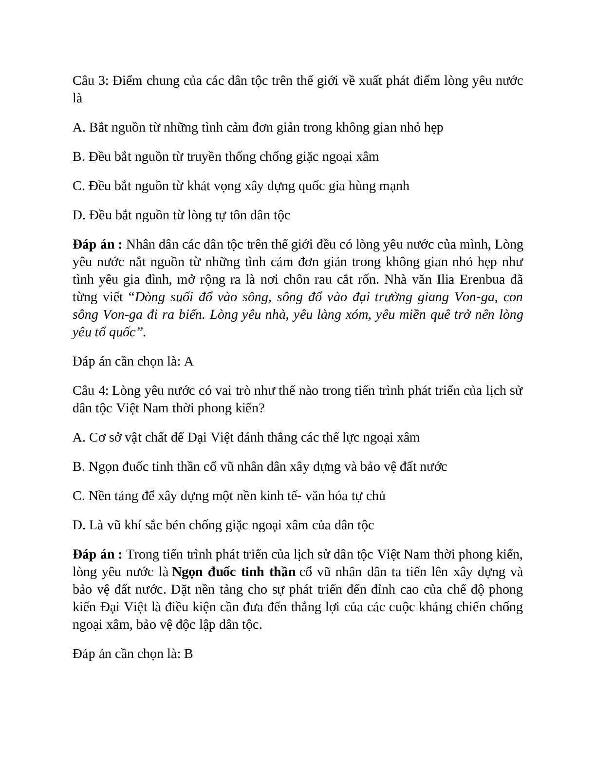 Lịch Sử 10 Bài 28 (Lý thuyết và trắc nghiệm): Truyền thống yêu nước của dân tộc Việt Nam thời phong kiến (trang 5)