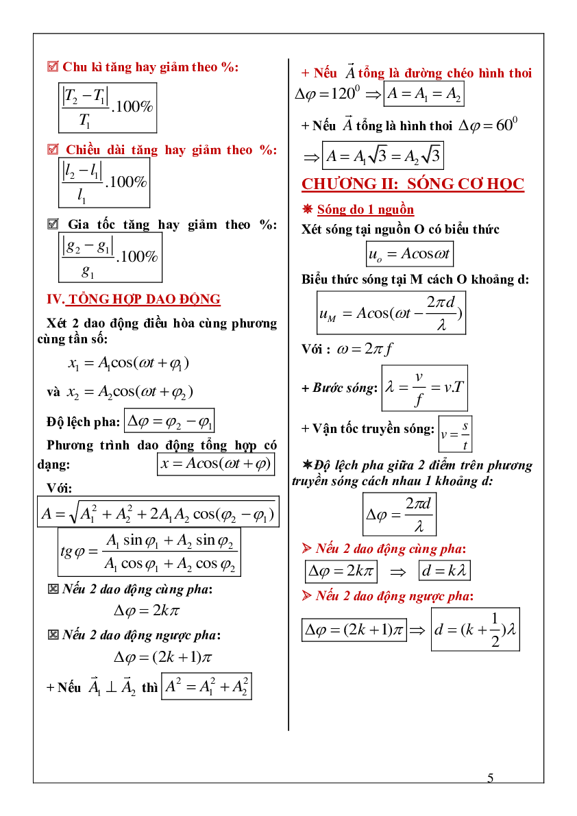 Tổng hợp công thức ôn thi môn Vật lý lớp 12 (trang 5)