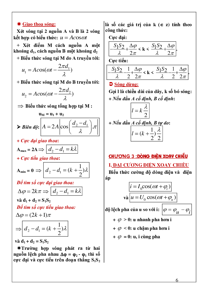 Tổng hợp công thức ôn thi môn Vật lý lớp 12 (trang 6)