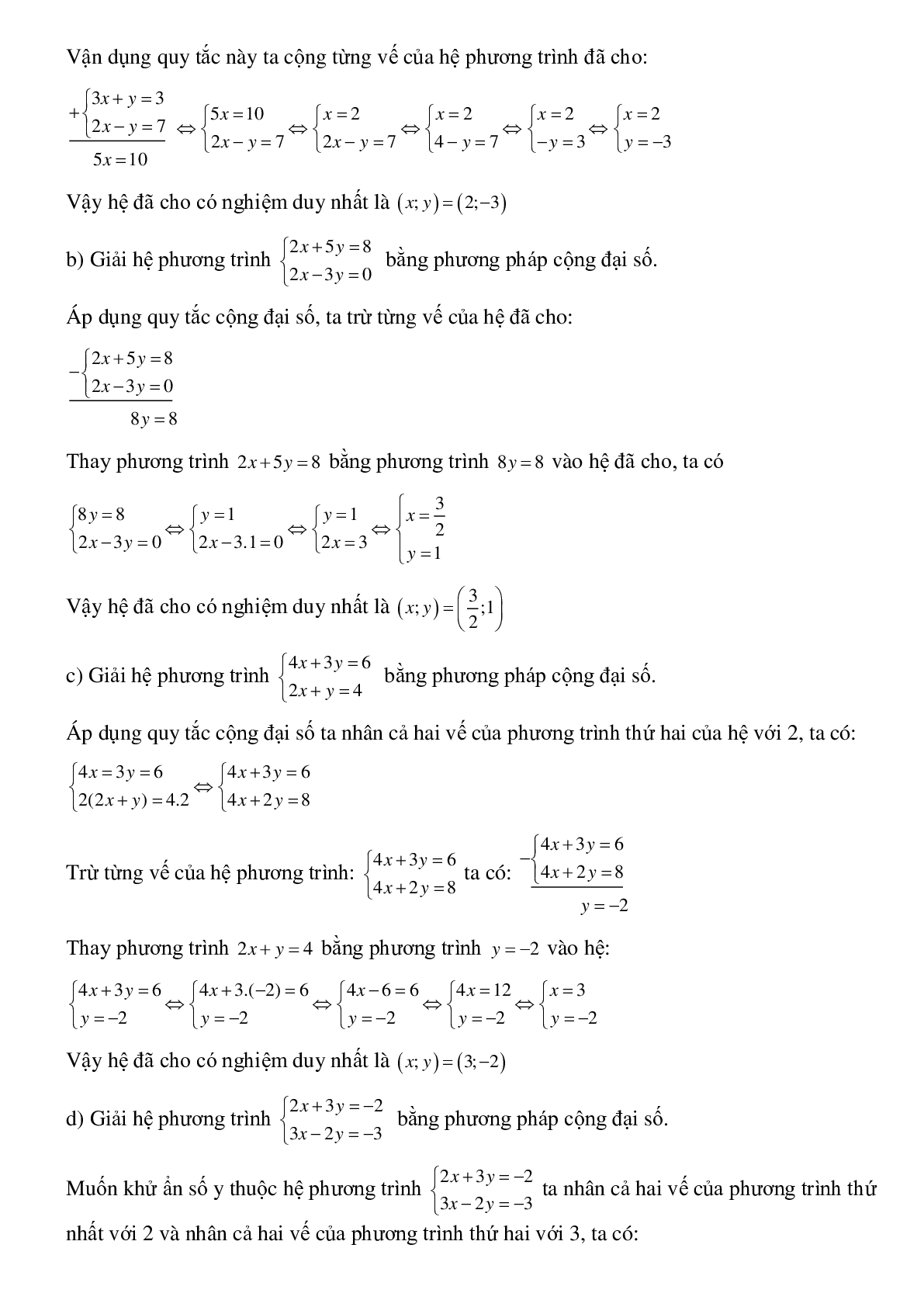 Bài tập Giải hệ phương trình bằng phương pháp đại số (trang 2)