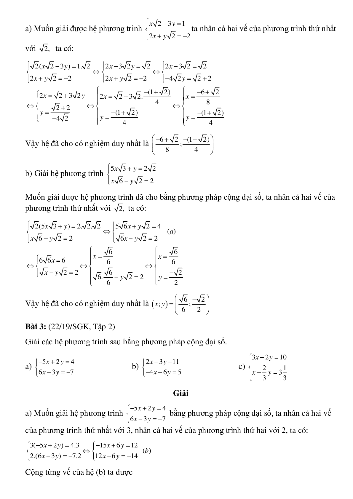 Bài tập Giải hệ phương trình bằng phương pháp đại số (trang 4)
