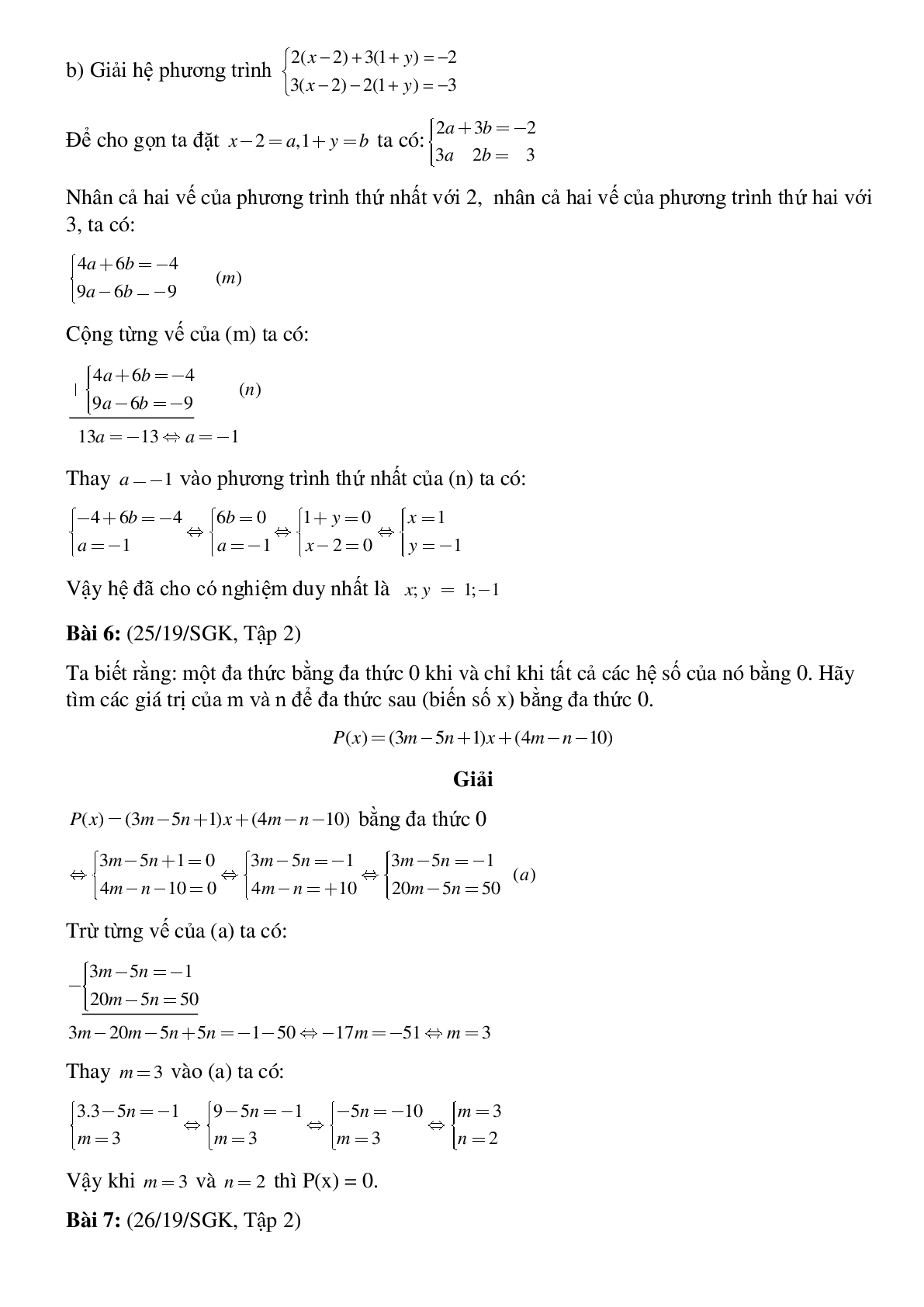 Bài tập Giải hệ phương trình bằng phương pháp đại số (trang 7)