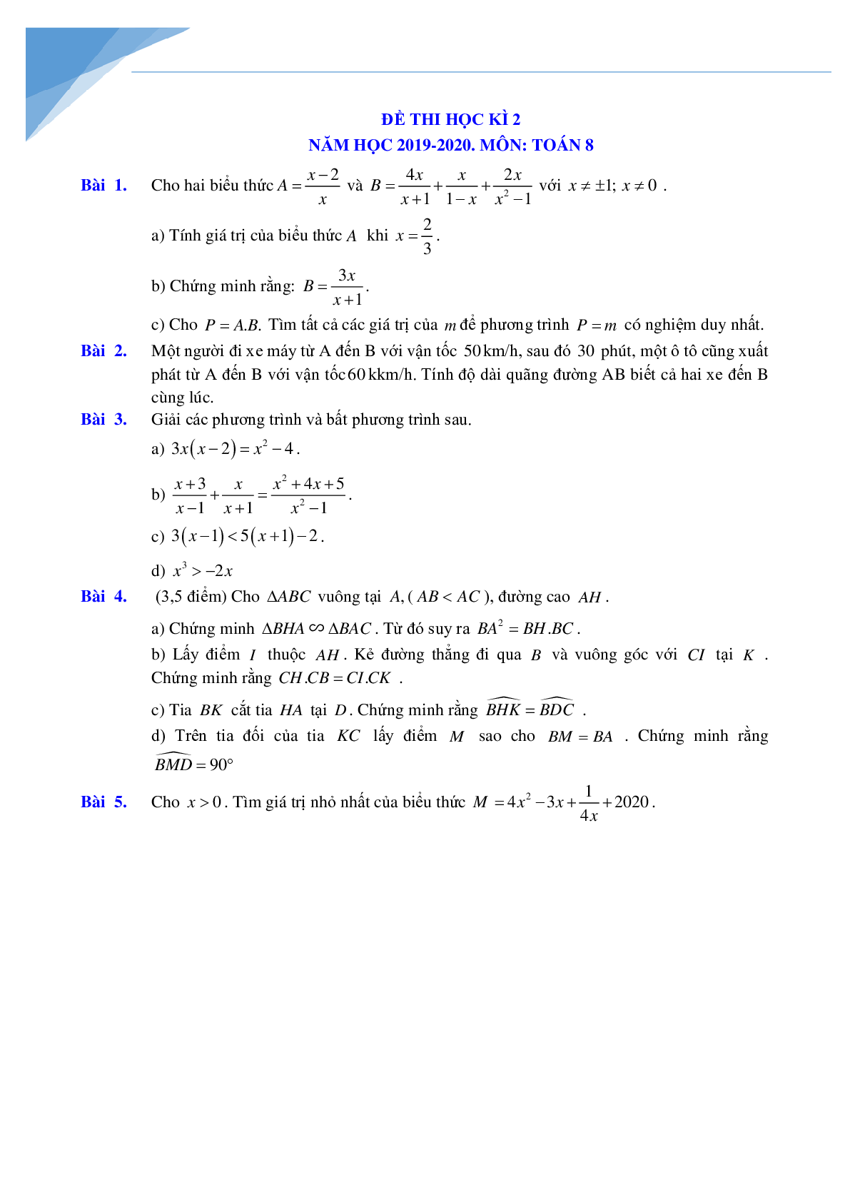 Đề cương học kì 2 môn toán lớp 8 Hà nội hay (trang 8)