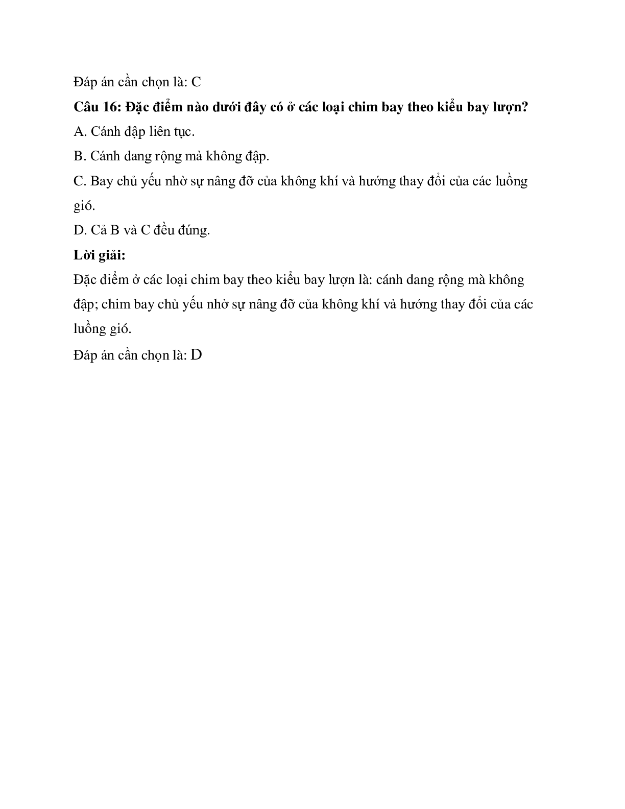 Trắc nghiệm Sinh học 7 Bài 41 có đáp án: Chim bồ câu (trang 6)