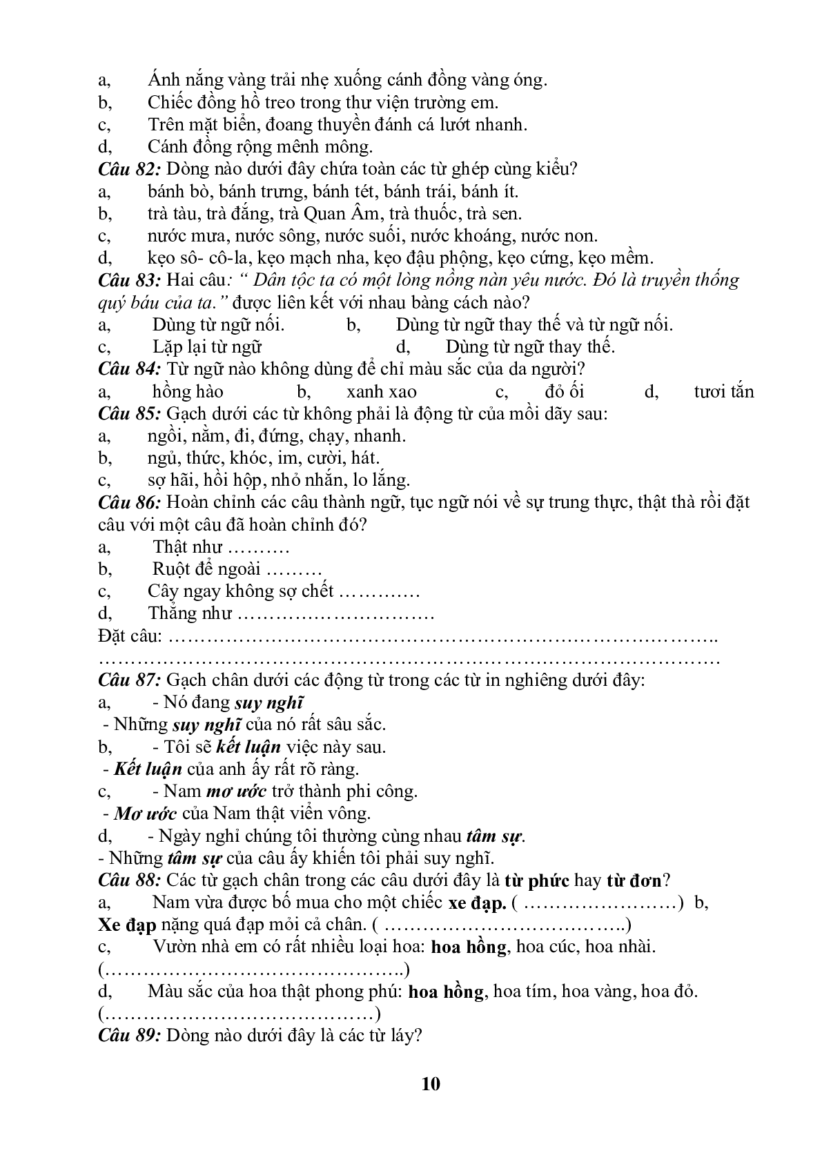 99 câu trắc nghiệm bồi dưỡng HSG môn Tiếng Việt lớp 5 (trang 10)