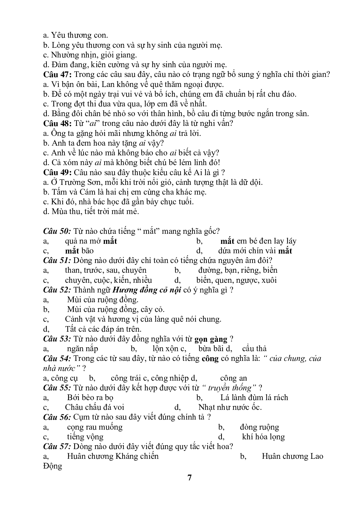 99 câu trắc nghiệm bồi dưỡng HSG môn Tiếng Việt lớp 5 (trang 7)