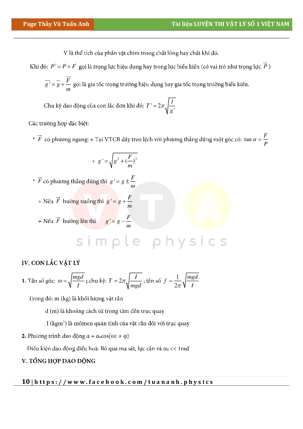 Công thức giải siêu nhanh môn Vật lý lớp 12 cả năm (trang 10)