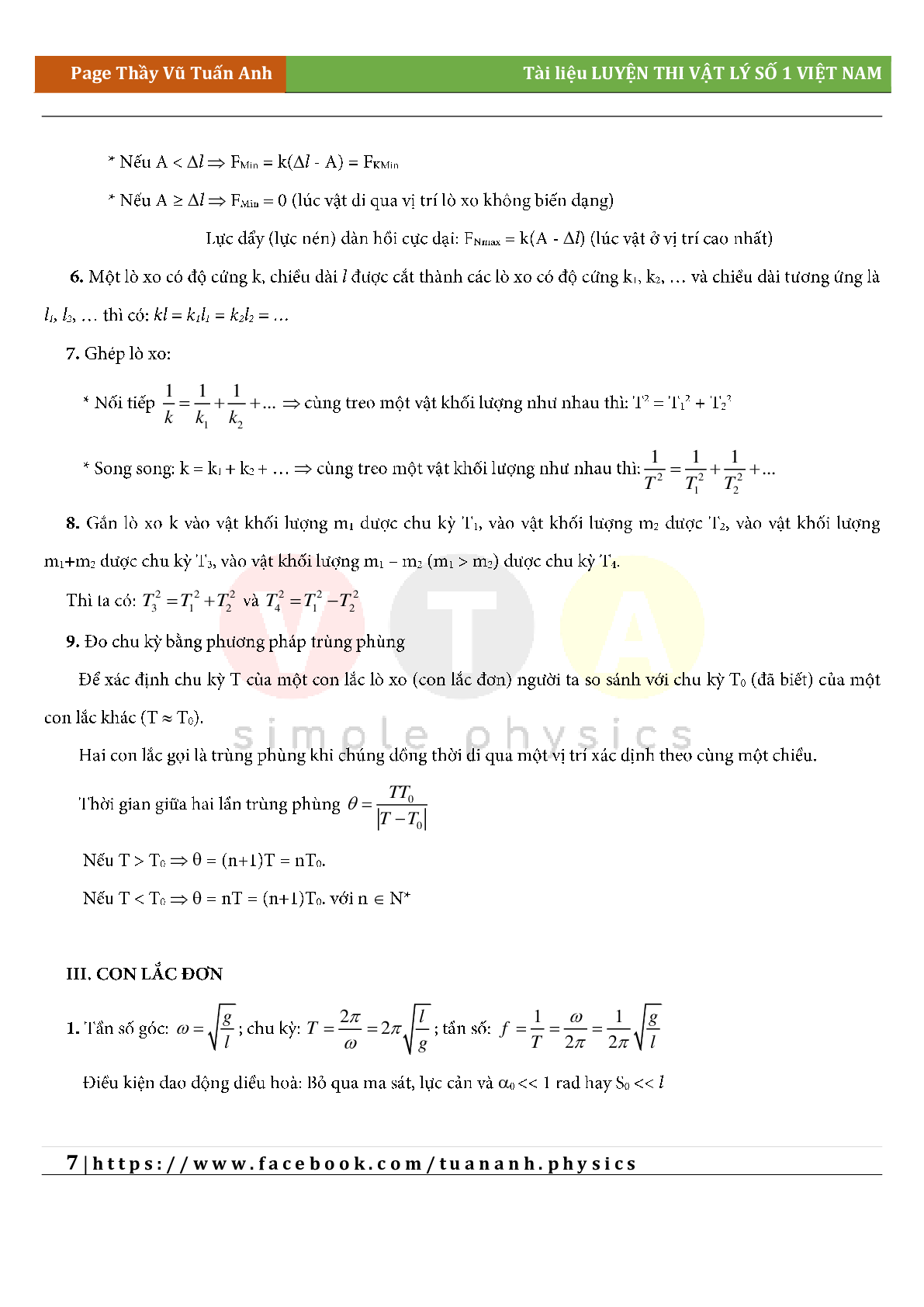 Công thức giải siêu nhanh môn Vật lý lớp 12 cả năm (trang 7)