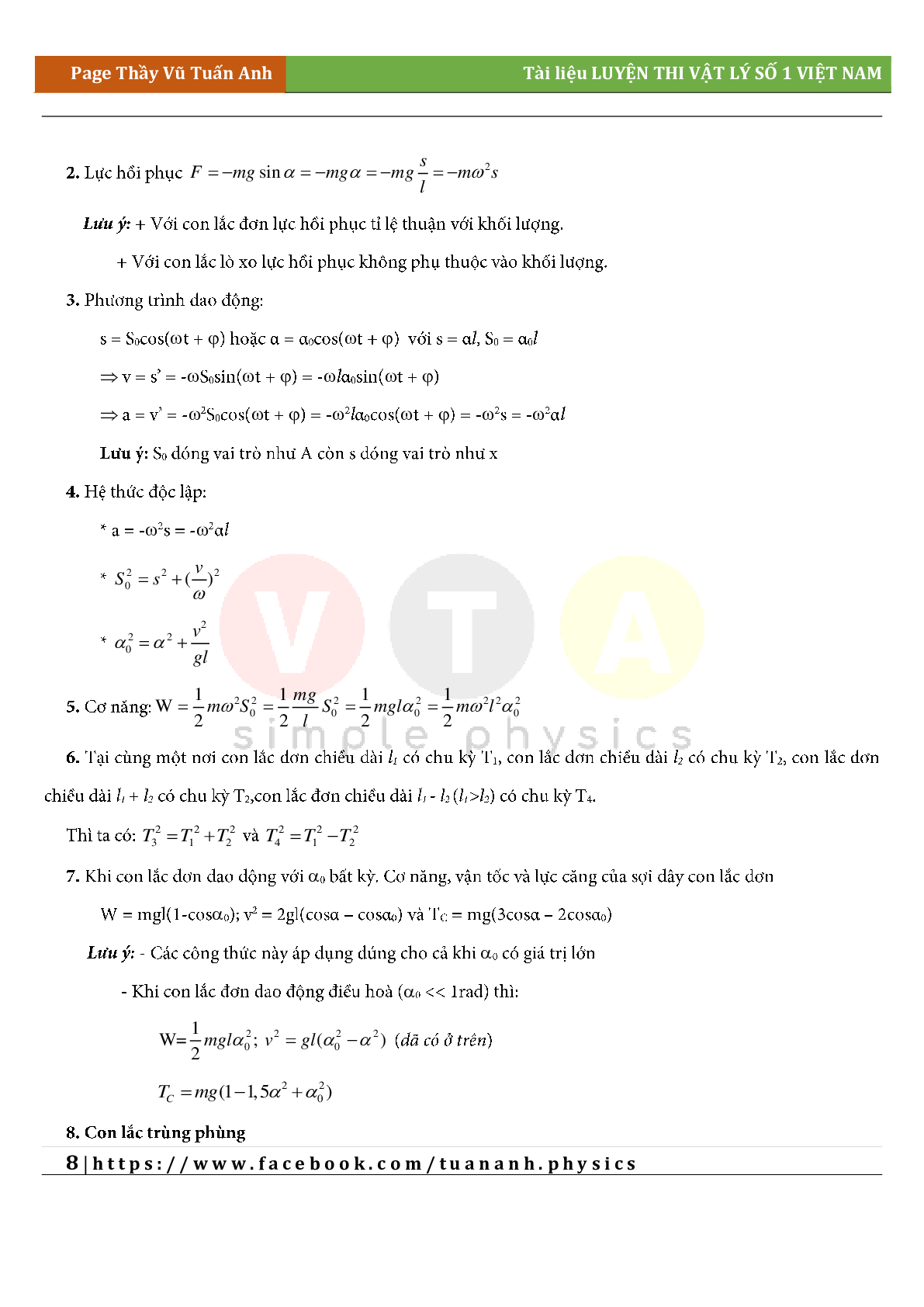Công thức giải siêu nhanh môn Vật lý lớp 12 cả năm (trang 8)